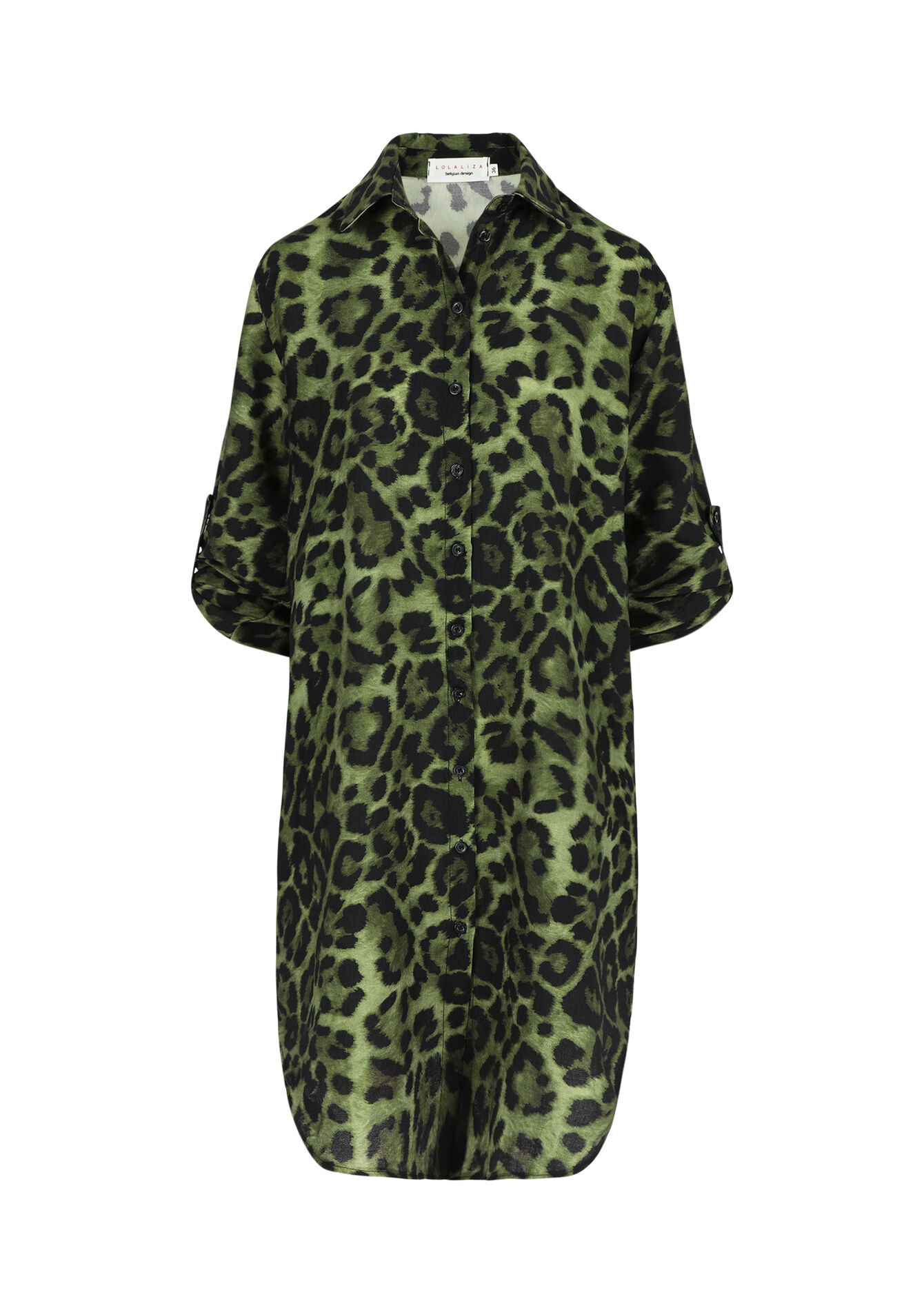 Shirt dress with leopard print, Shirt dress with leopard print - KHAKI DARKY - 08103811_4208