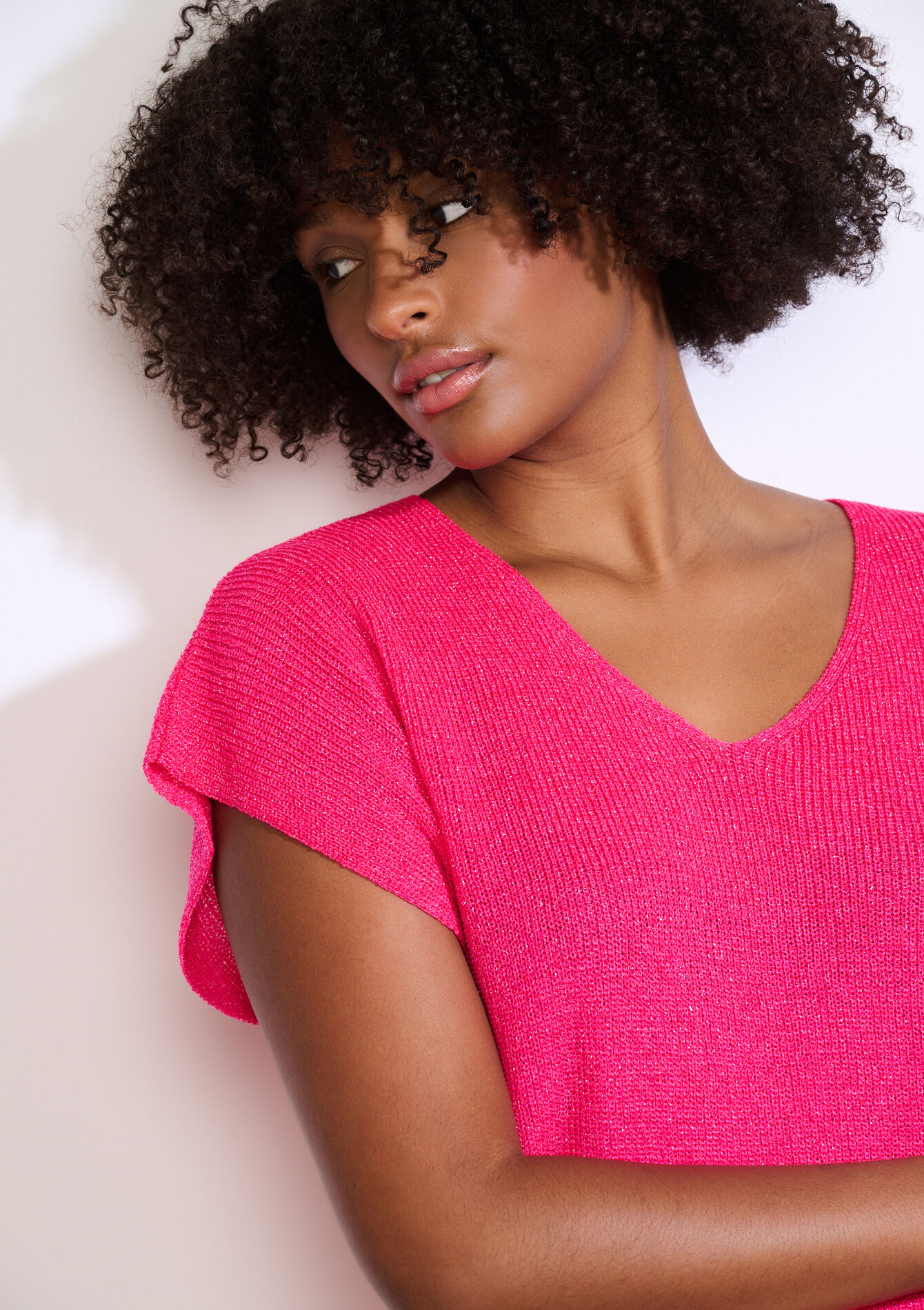 Mouwloze top in fijne knit - FUCHSIA - 04006992_5626