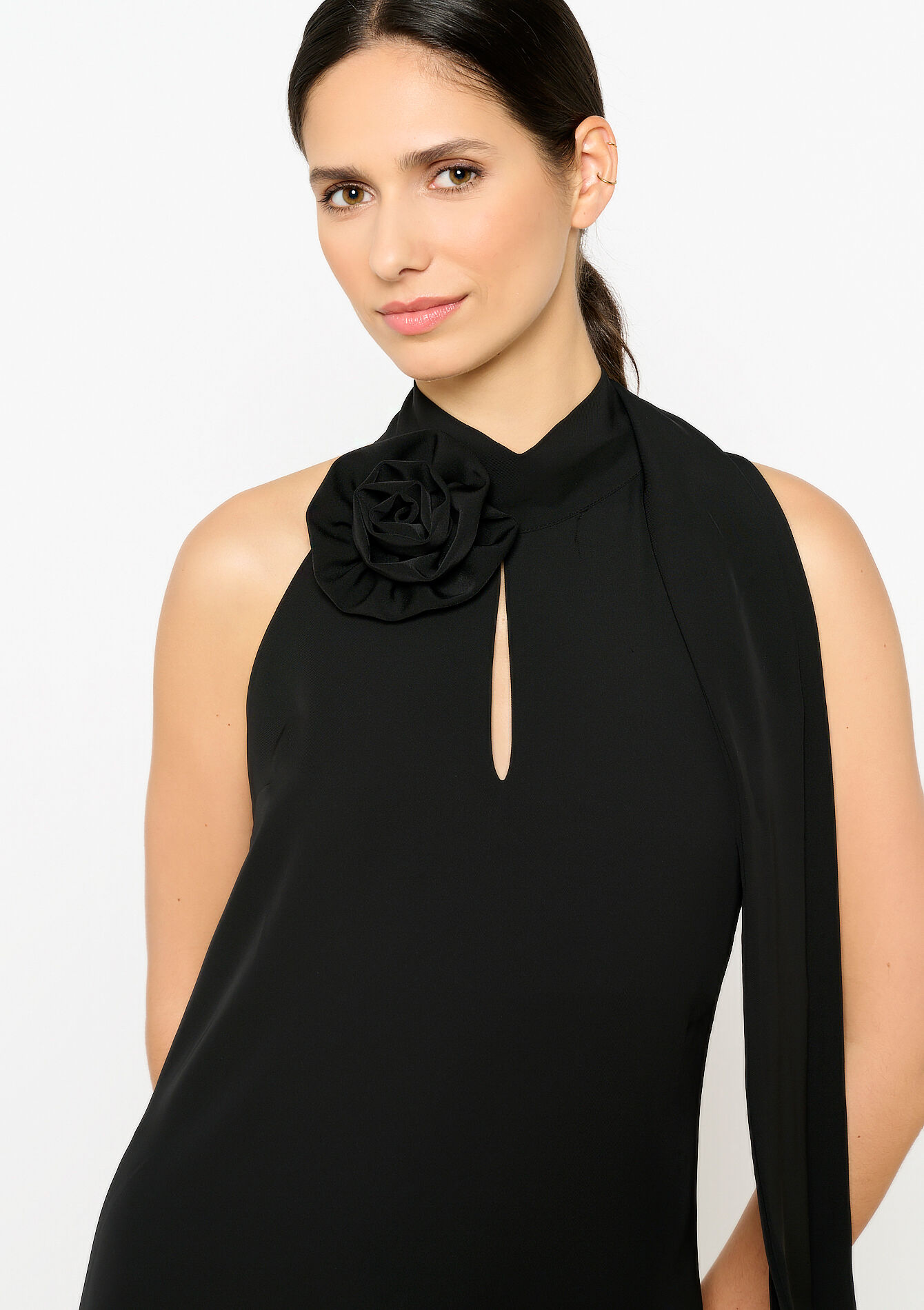 Halterjurk met roos, Halterjurk met roos - BLACK - 08103563_1119