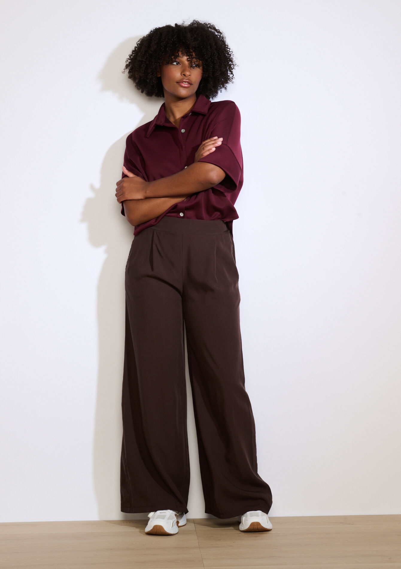 Pantalon large fluide, , back