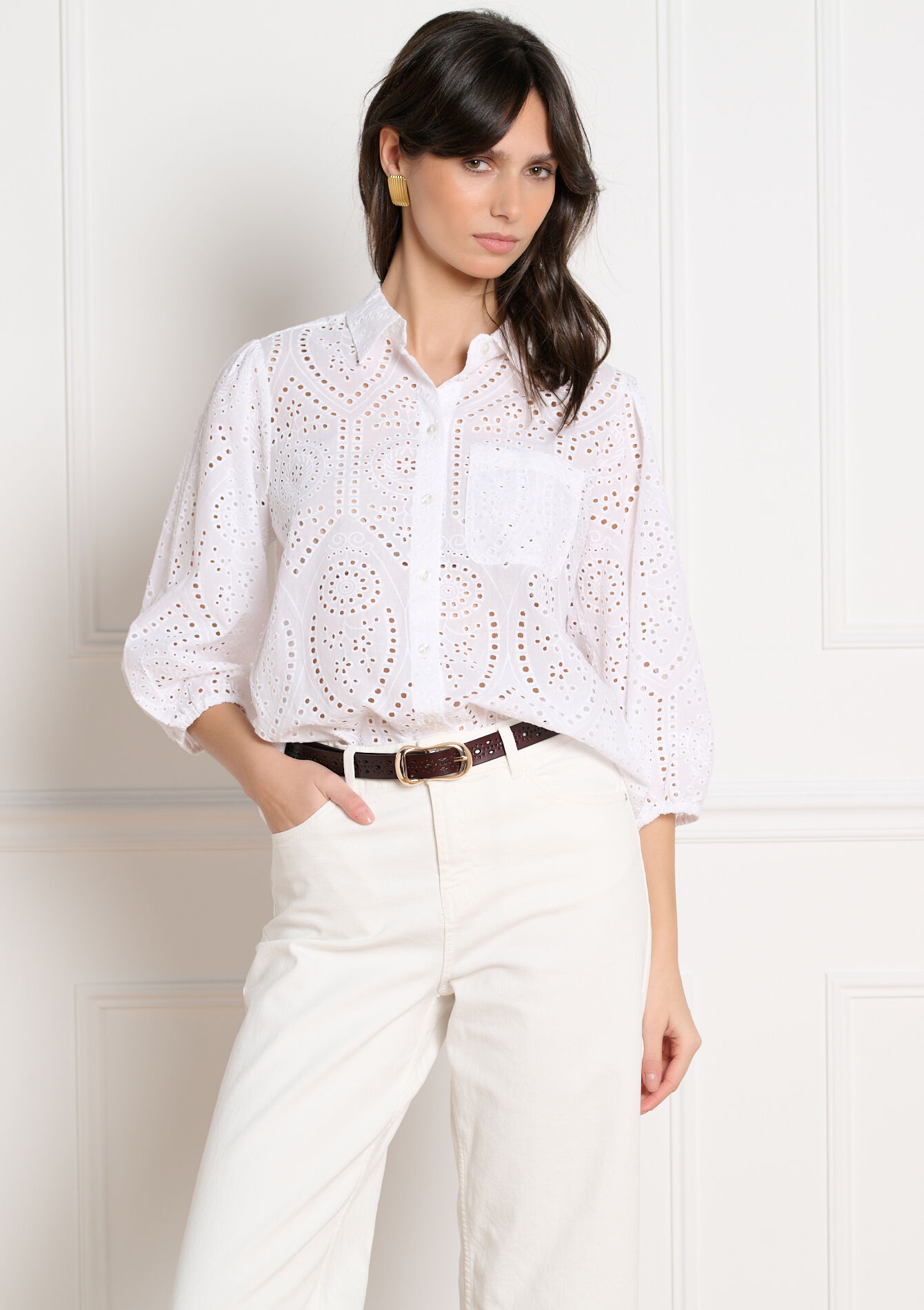 Leren riem met ovale gesp - CAMEL BROWN - 14001960_3818