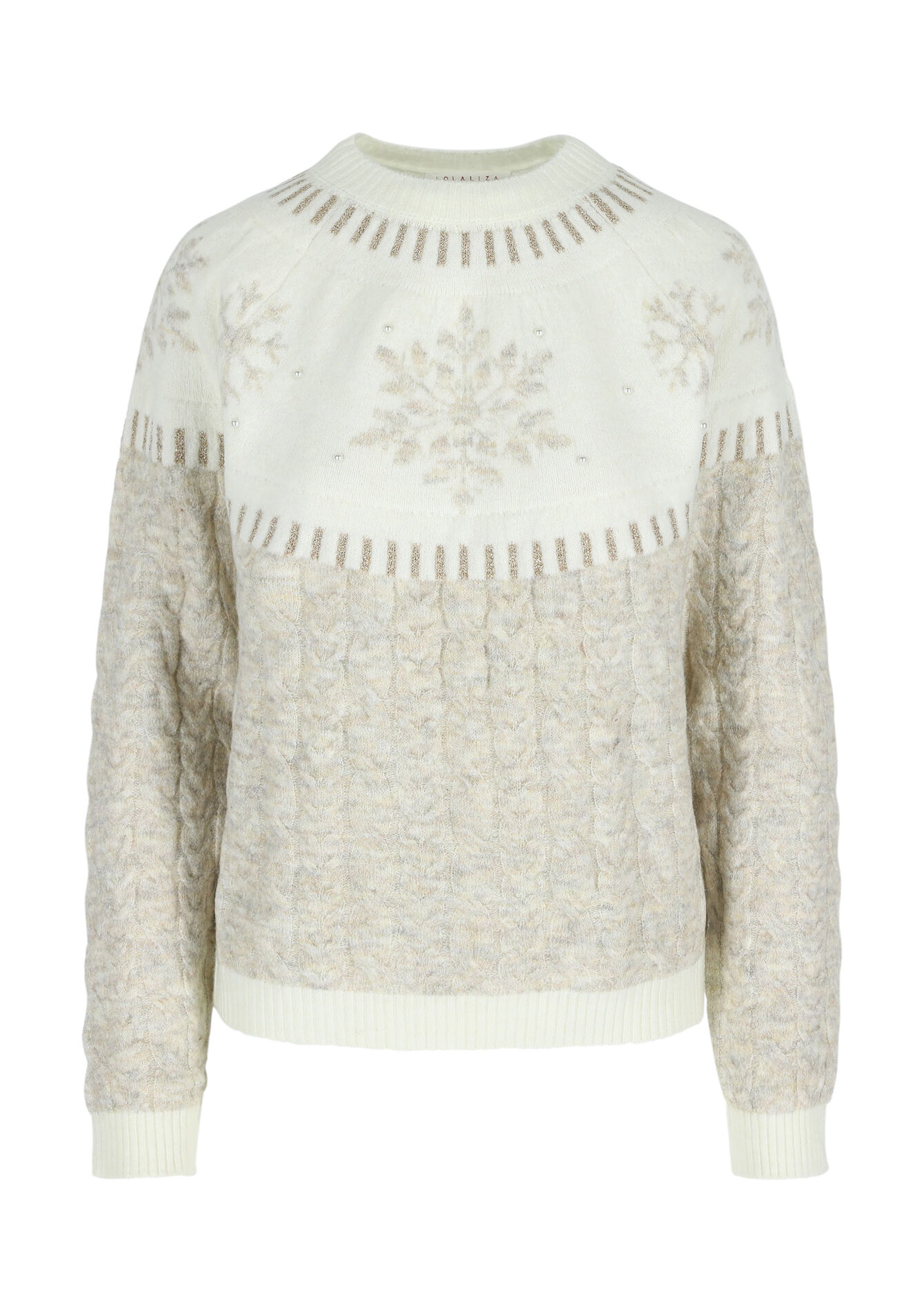 Trui met sneeuwvlokken, Trui met sneeuwvlokken - LT BEIGE - 15100241_2527