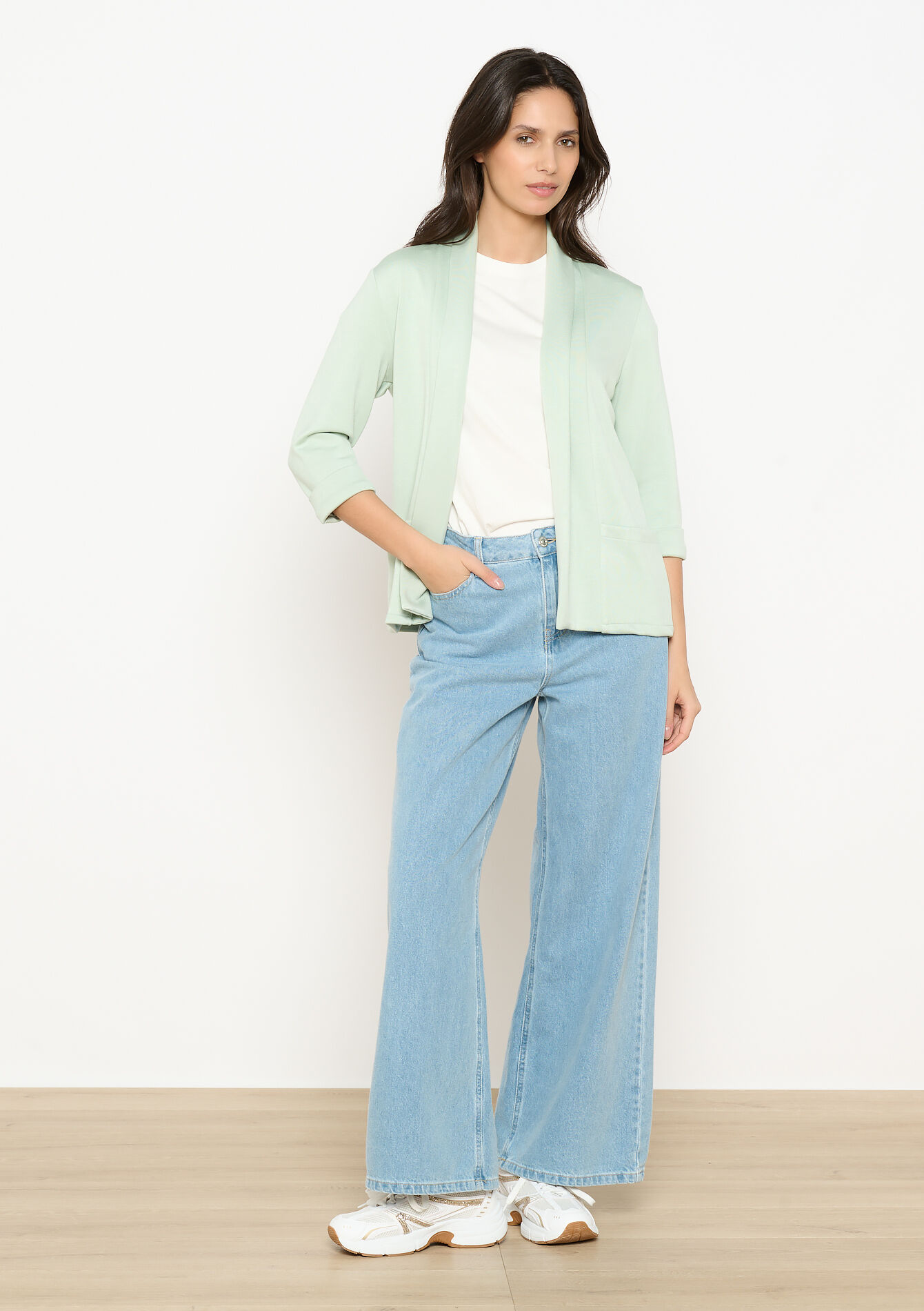 Soepele open blazer, Soepele open blazer - MINT GREEN - 09101049_1723
