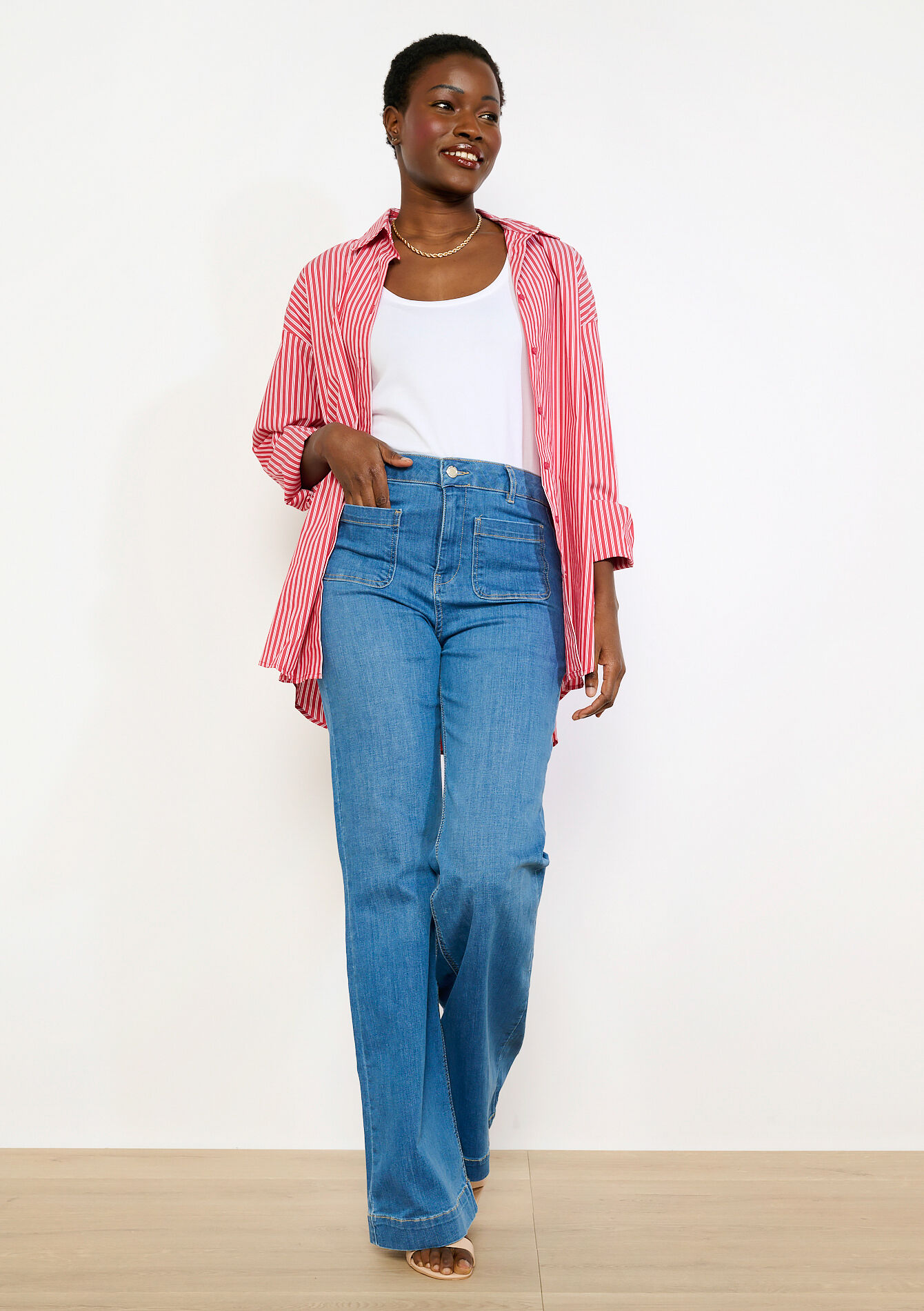 Jean large taille haute - MEDIUM BLUE - 22000658_0500