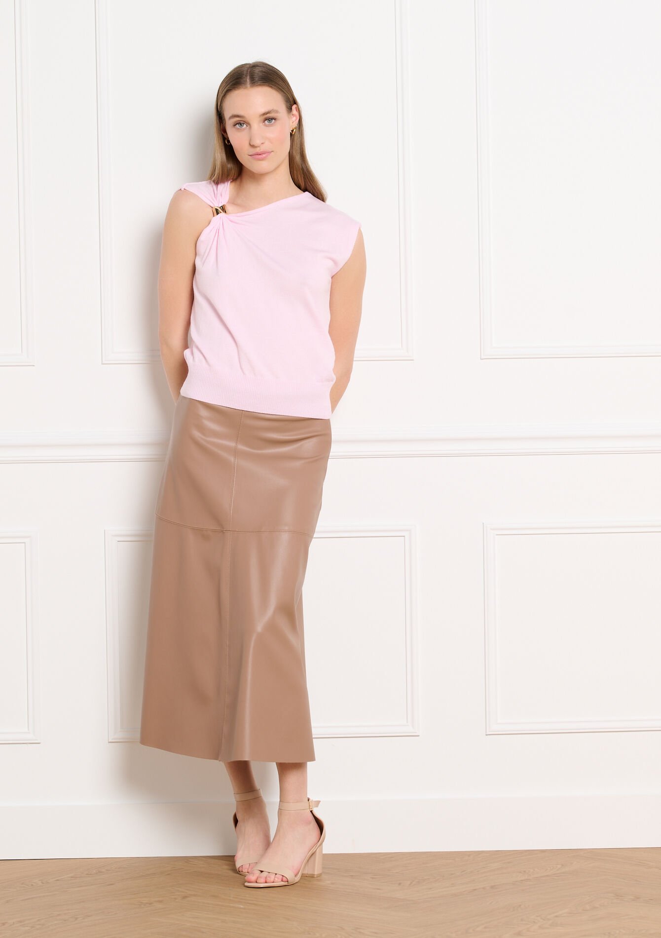Asymmetrische gebreide top - LIGHT PINK - 04007286_1303