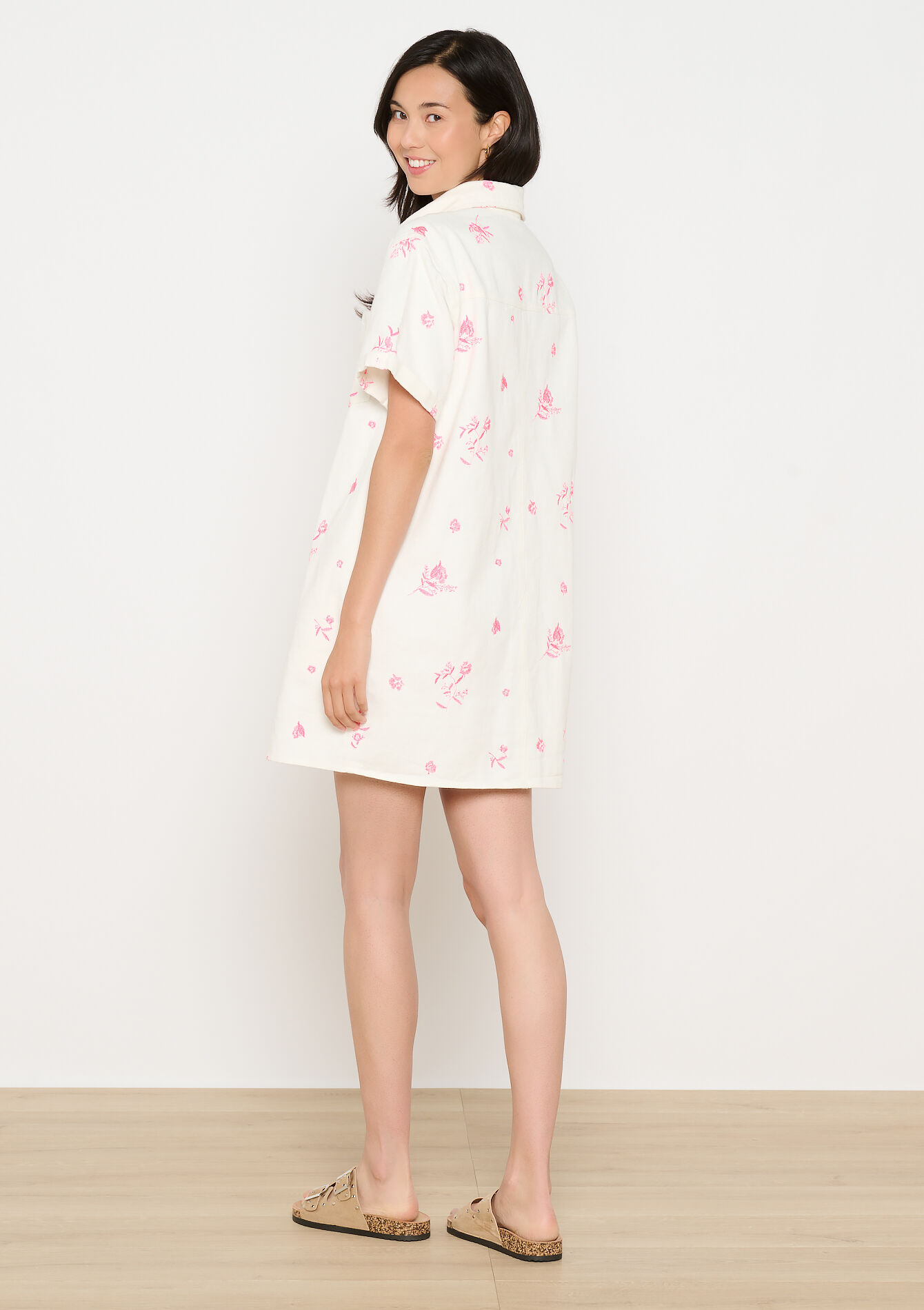 Embroidered shirt dress - OPTICAL WHITE - 08104115