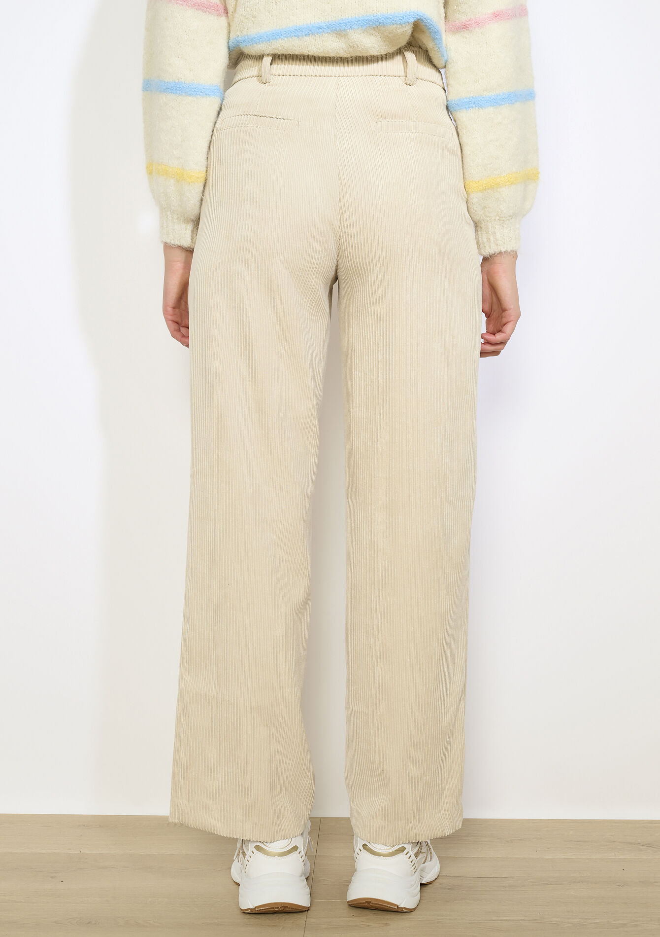 Pantalon tailleur en velours côtelé, Pantalon tailleur en velours côtelé - VANILLA WHITE - 06100741_1013