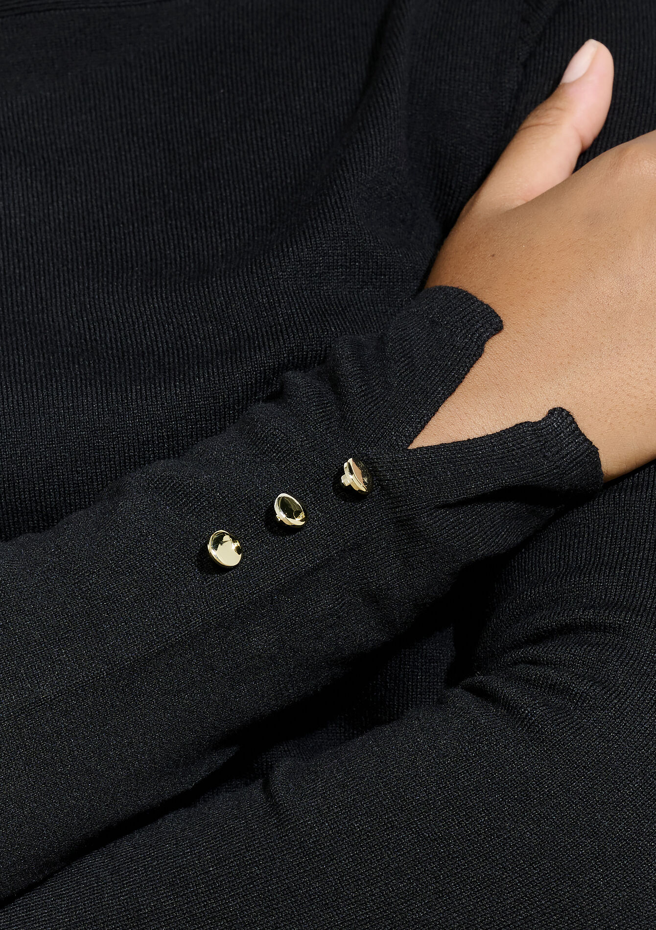Trui met gouden knopen, Trui met gouden knopen - BLACK - 04006871_1119