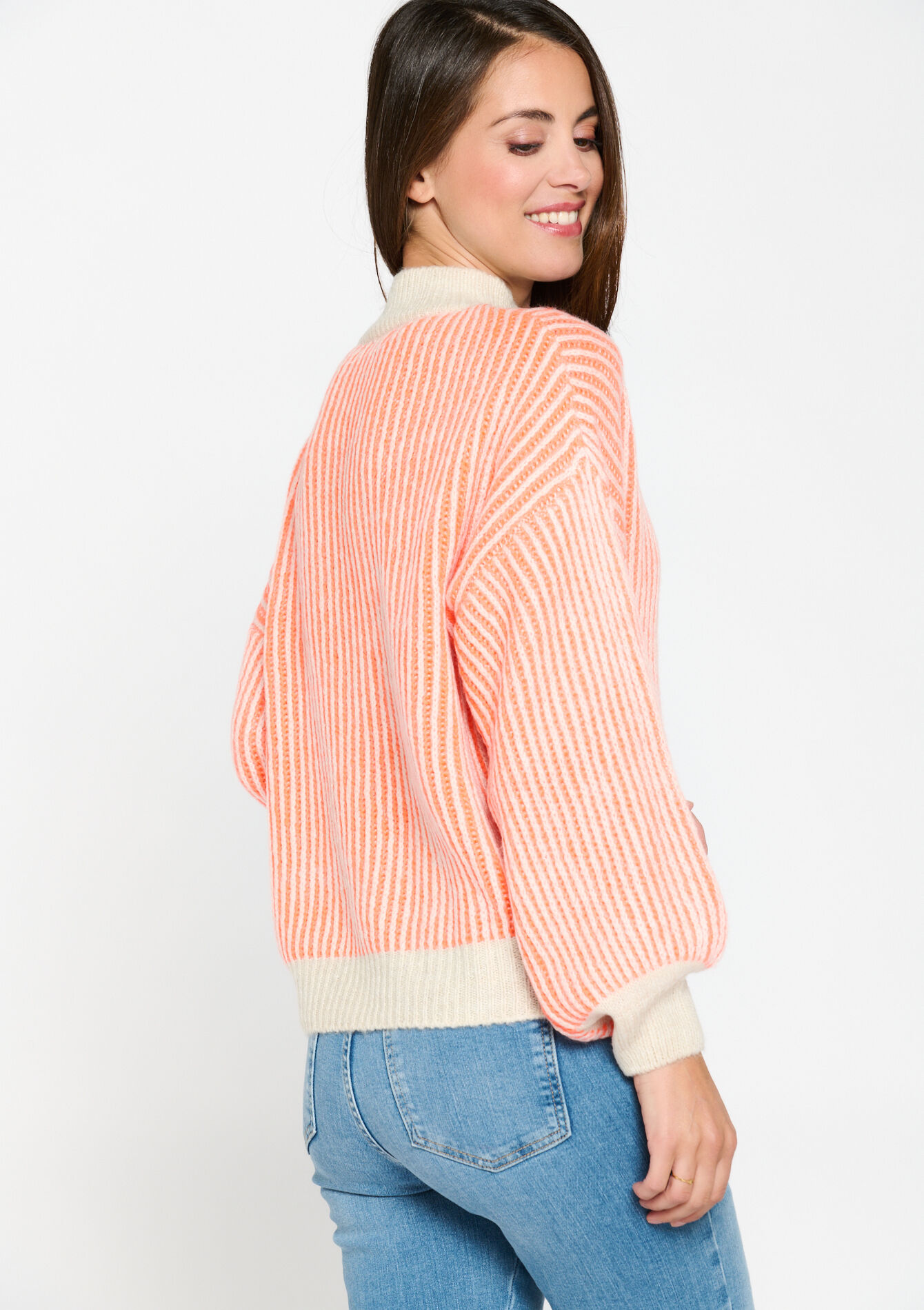 Striped pullover - ORANGE BRIGHT - 04006339_1255