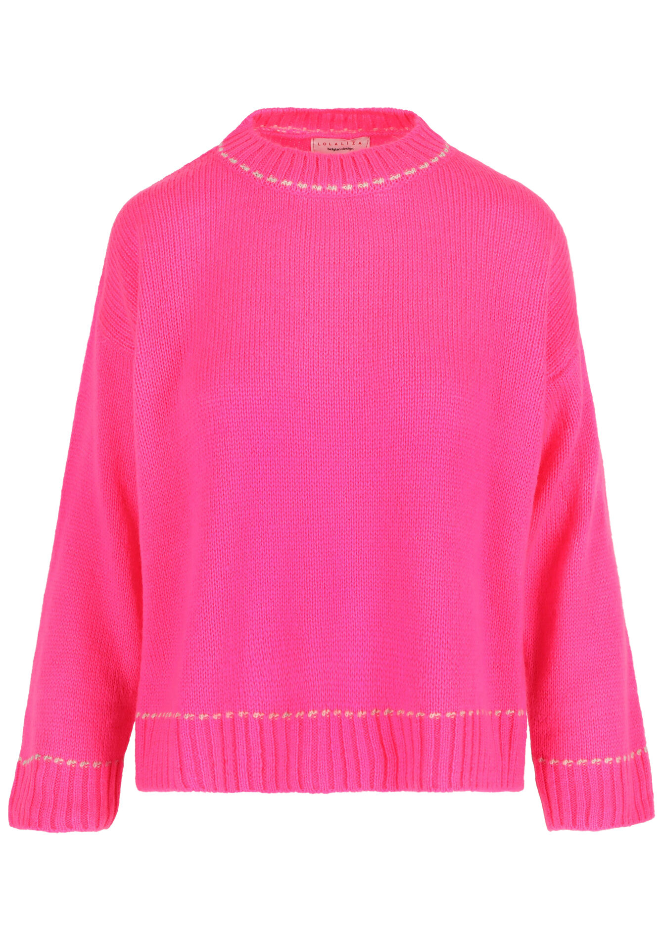Pullover avec surpiqûres - FLUO PINK - 04006449_5727