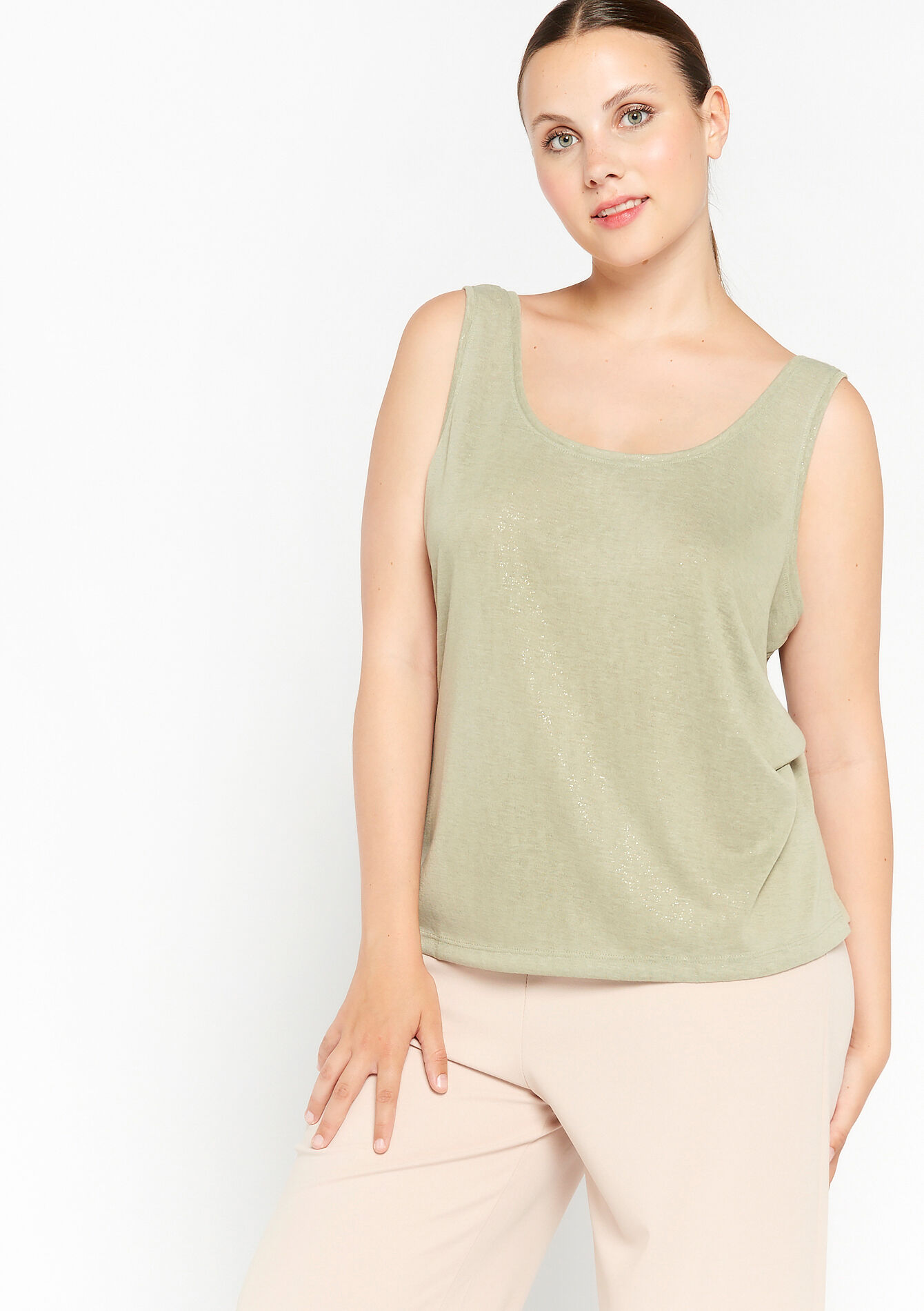 Top with round neck, Top with round neck - KHAKI MINT - 02200335