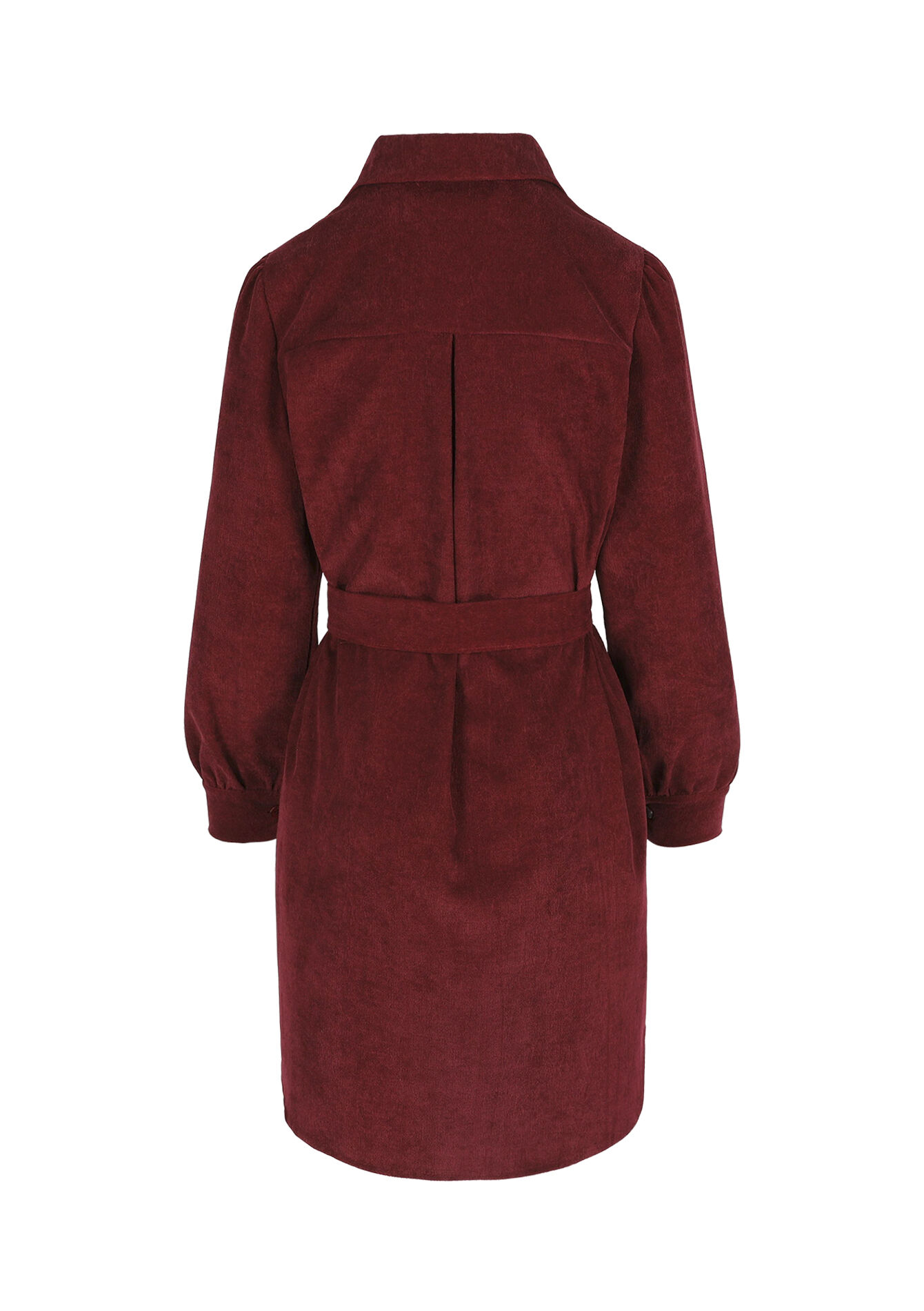 Ribfluwelen overhemdjurk - BORDEAUX WINE - 08104418_5514