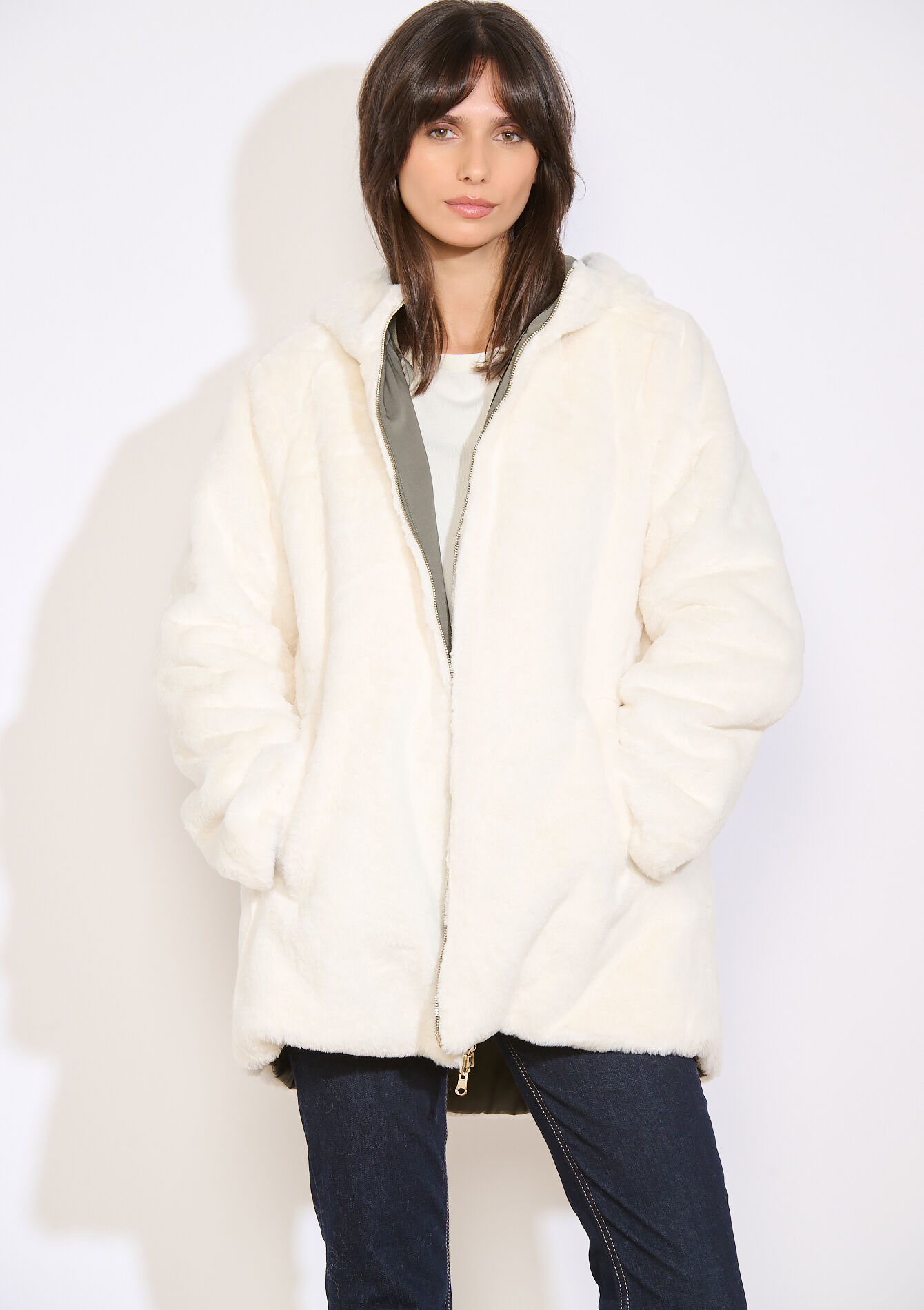 Reversible parka met capuchon, Reversible parka met capuchon - KHAKI MED - 23000773_4327