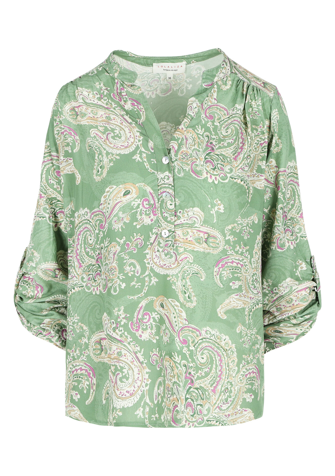 Blouse with paisley print, Blouse with paisley print - KHAKI MINT - 05702487_2542