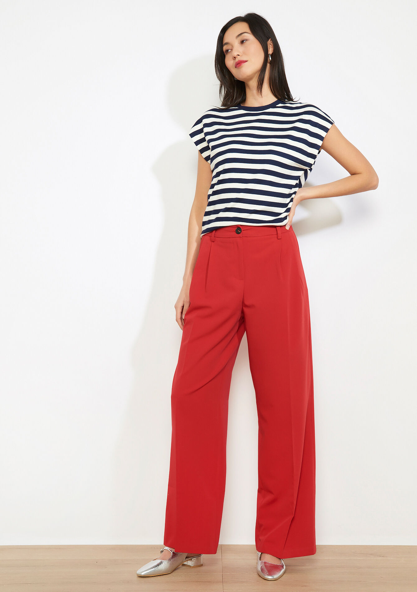 Plooitaille broek met XL fit, , back