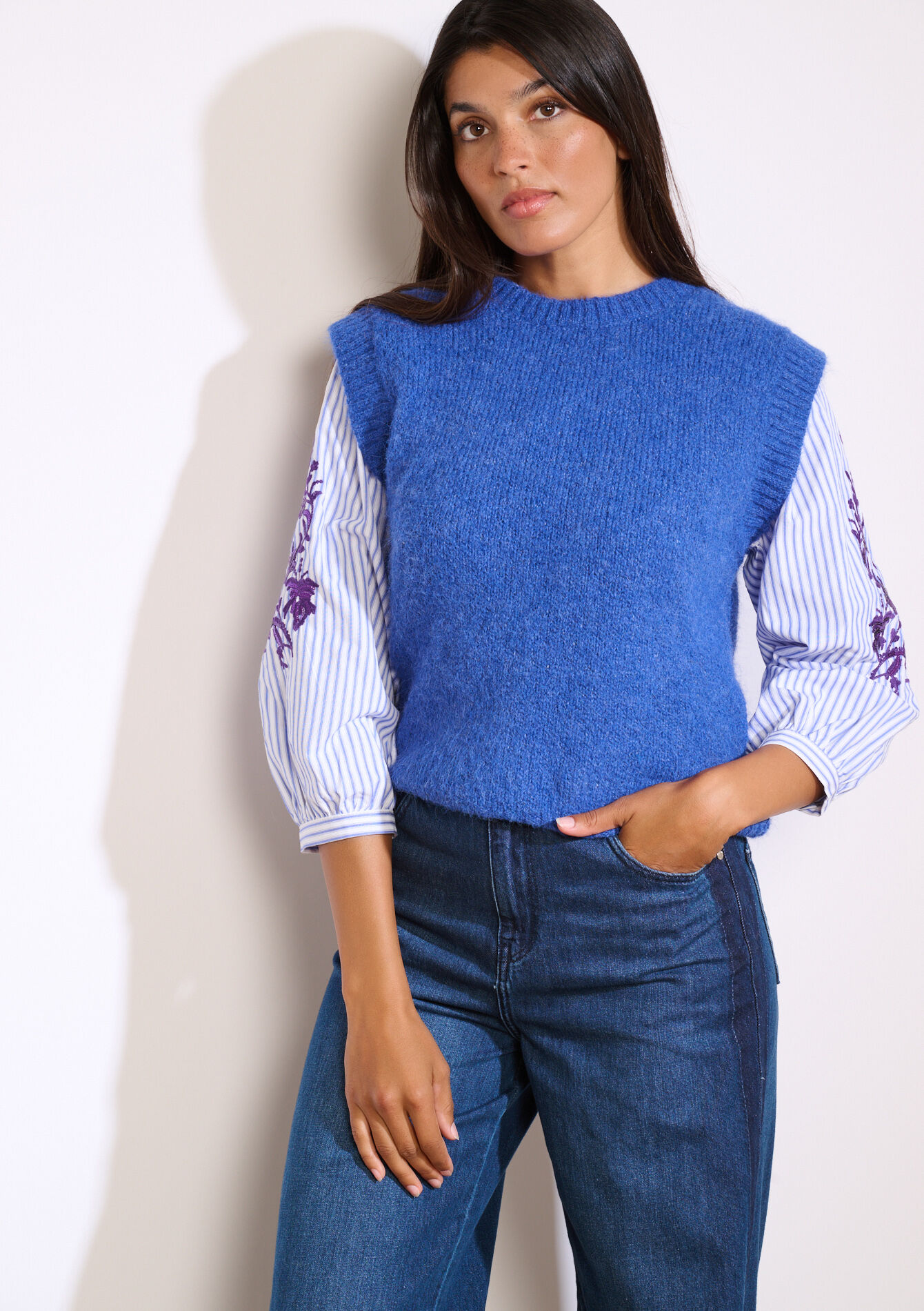 Zachte mouwloze trui, Zachte mouwloze trui - ELECTRIC BLUE - 04007042_1619