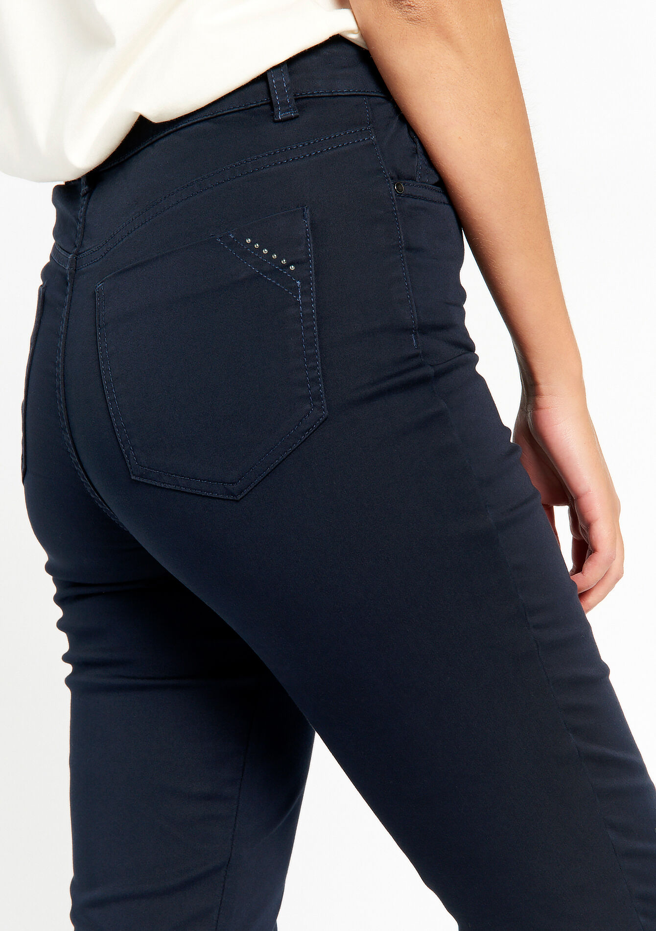 Skinny broek met hoge taille, Skinny broek met hoge taille - NAVY BASIC - 06004342_2723