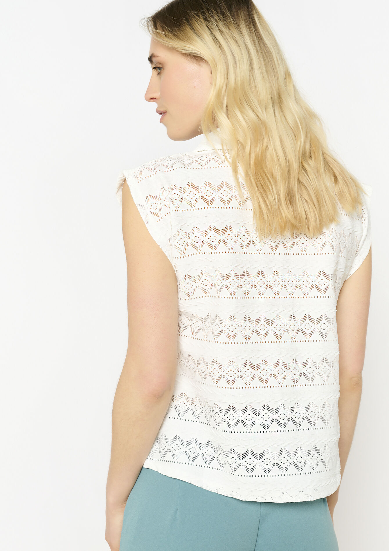 T-shirt met broderie anglaise, T-shirt met broderie anglaise - VANILLA WHITE - 02301755_1013