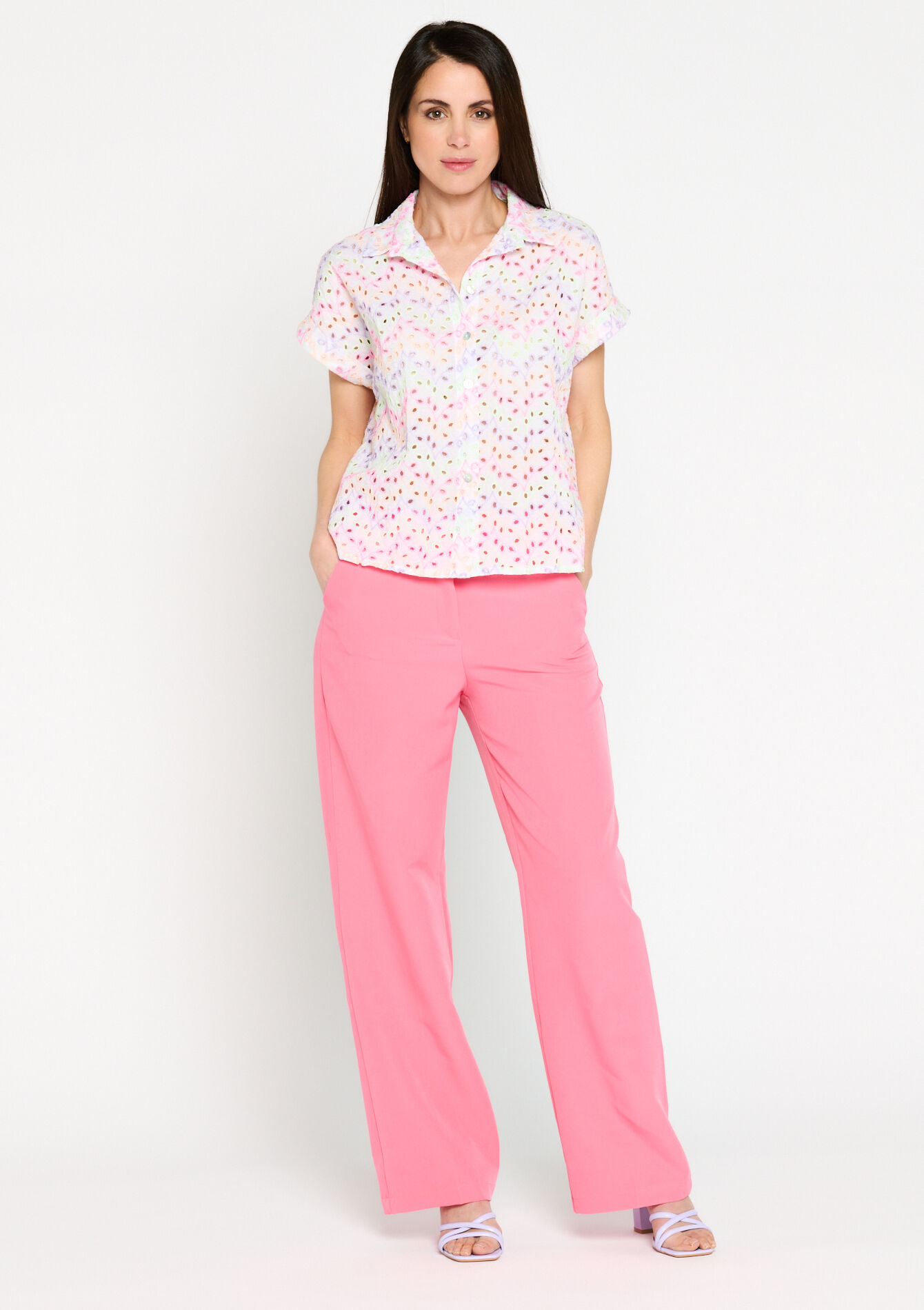 Blouse avec broderie anglaise - MULTICOLOR - 05702185_1000