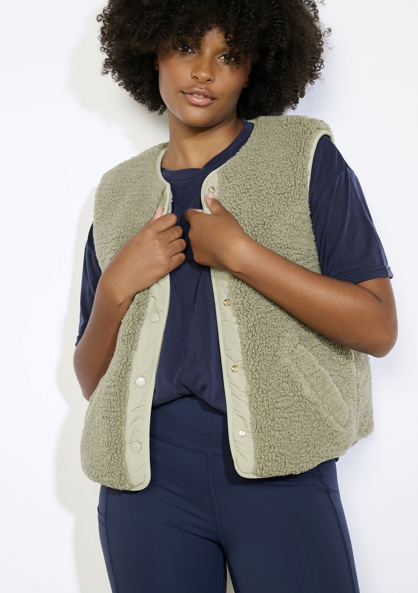 Omkeerbare bodywarmer, Omkeerbare bodywarmer - KHAKI FADED - 15100339_4326