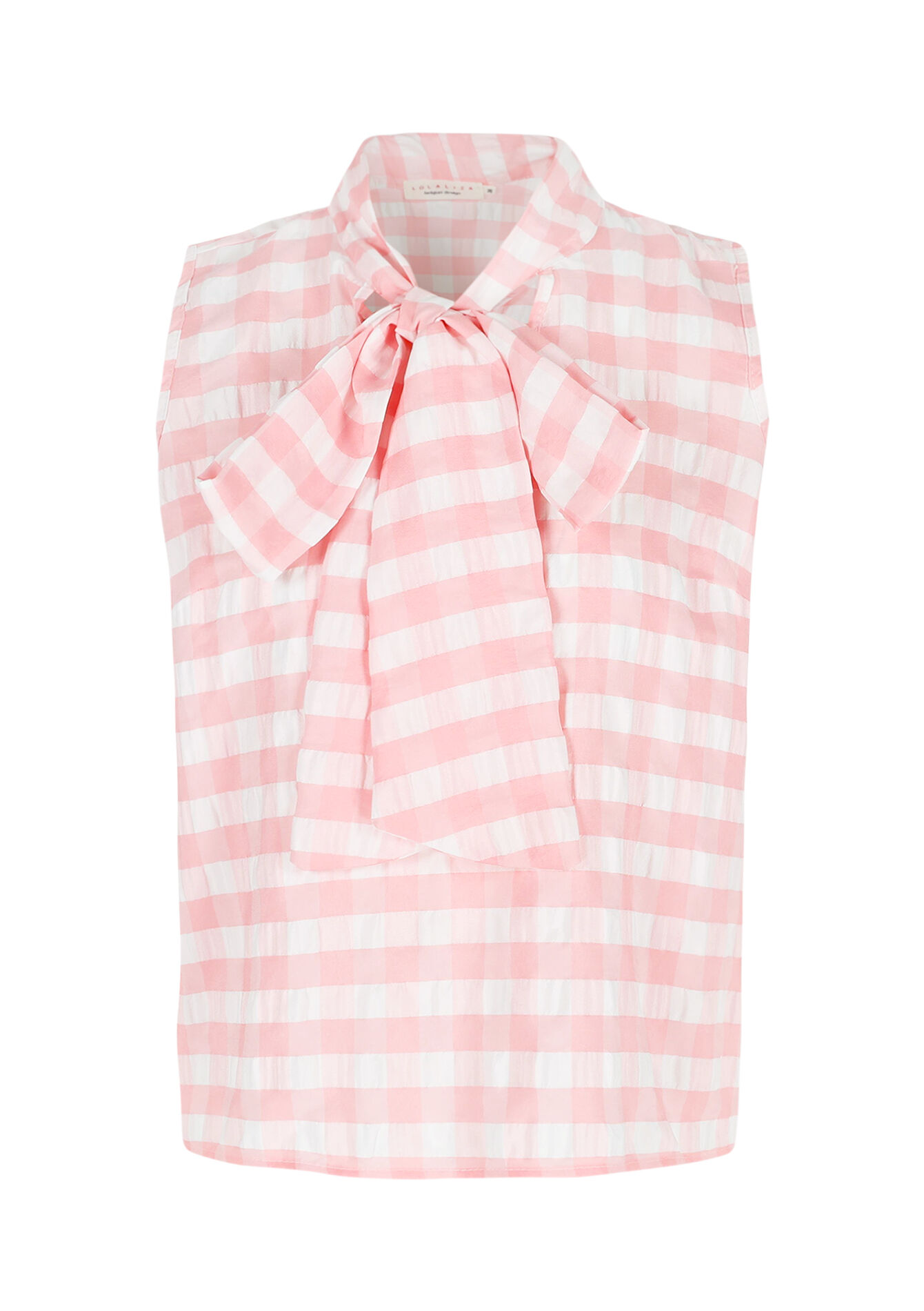 Gingham bow blouse, Gingham bow blouse - CORAL PINK - 05702827_1968