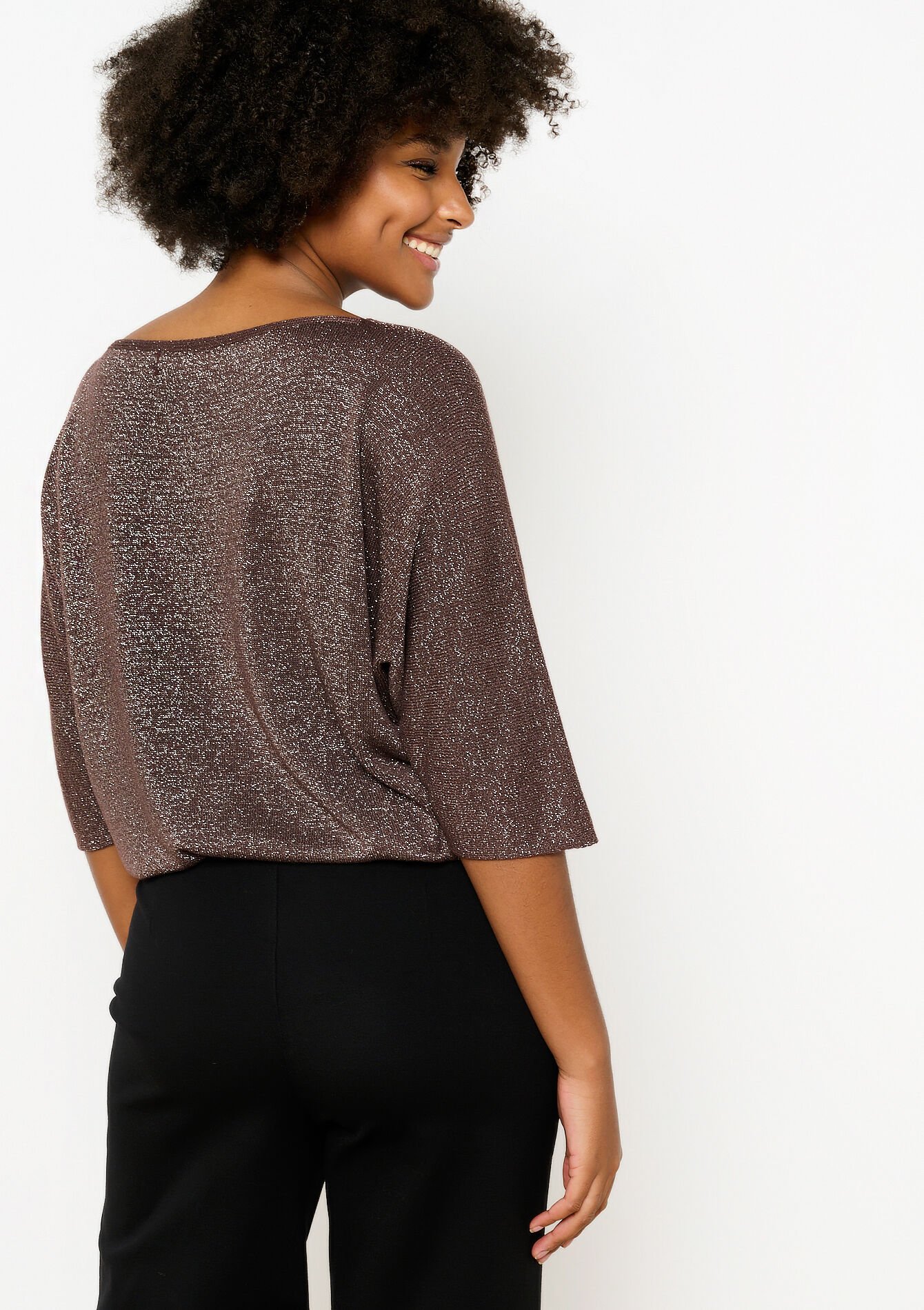 Fijne trui met lurex, Fijne trui met lurex - BROWN DARK CHOCOLATE - 04006637_3720