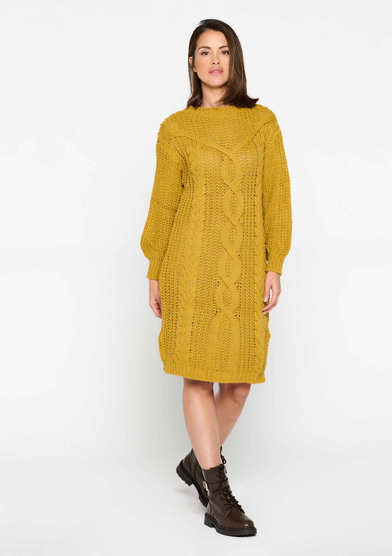 Cable-knit dress - OCHRE SPICE - 08103383
