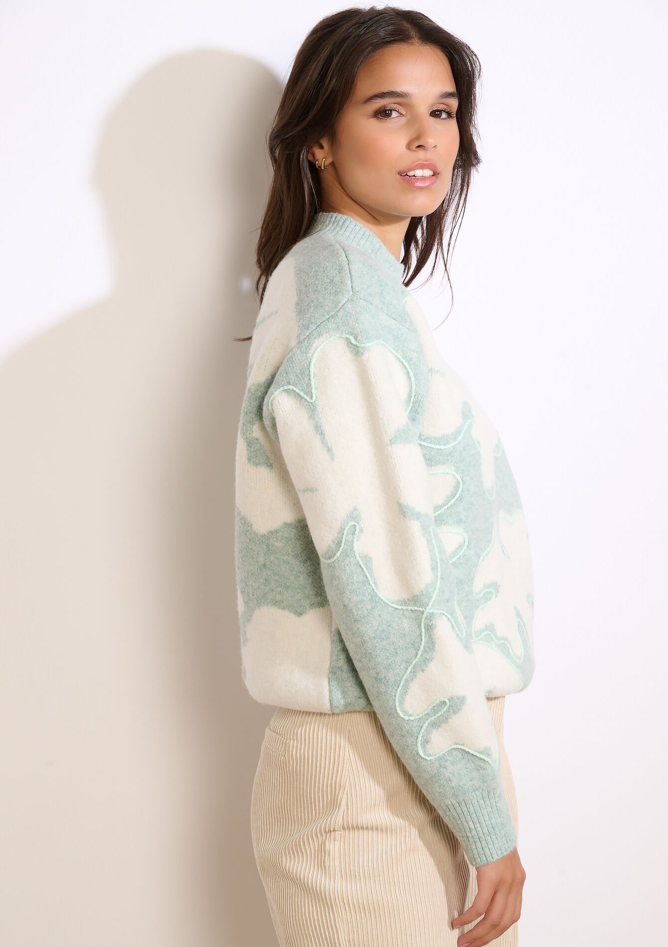 Pull graphique en maille douce, Pull graphique en maille douce - MINT GREEN - 04006953