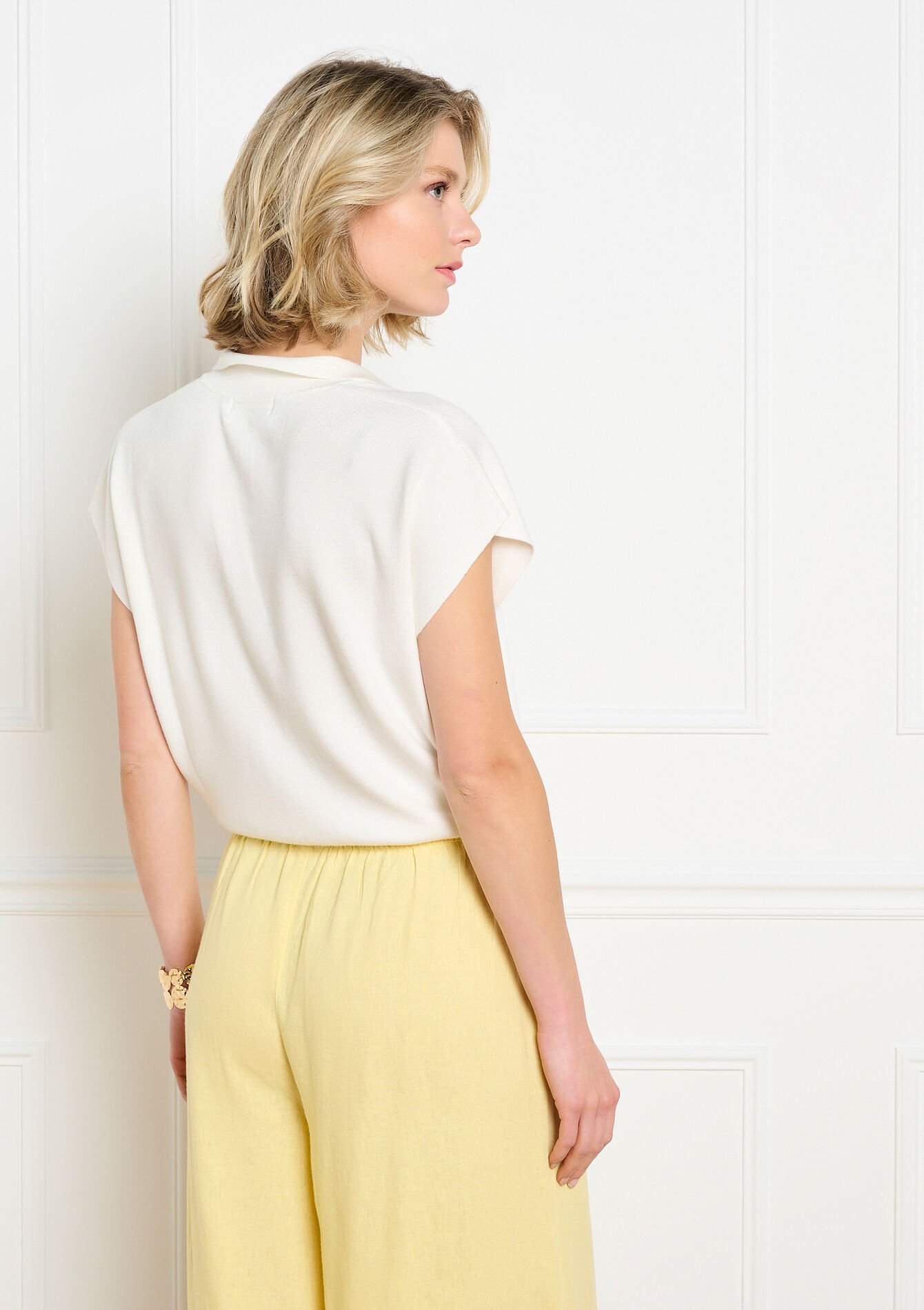 Soepele polo kraag trui - VANILLA WHITE - 04007034_1013