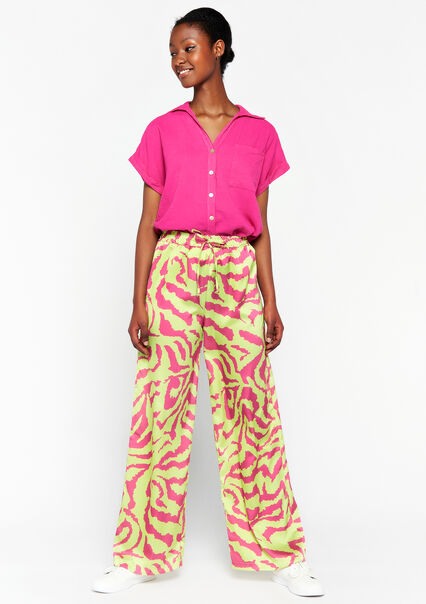 Satin trousers with zebra print - FUCHSIA PINK - 06600641_2518