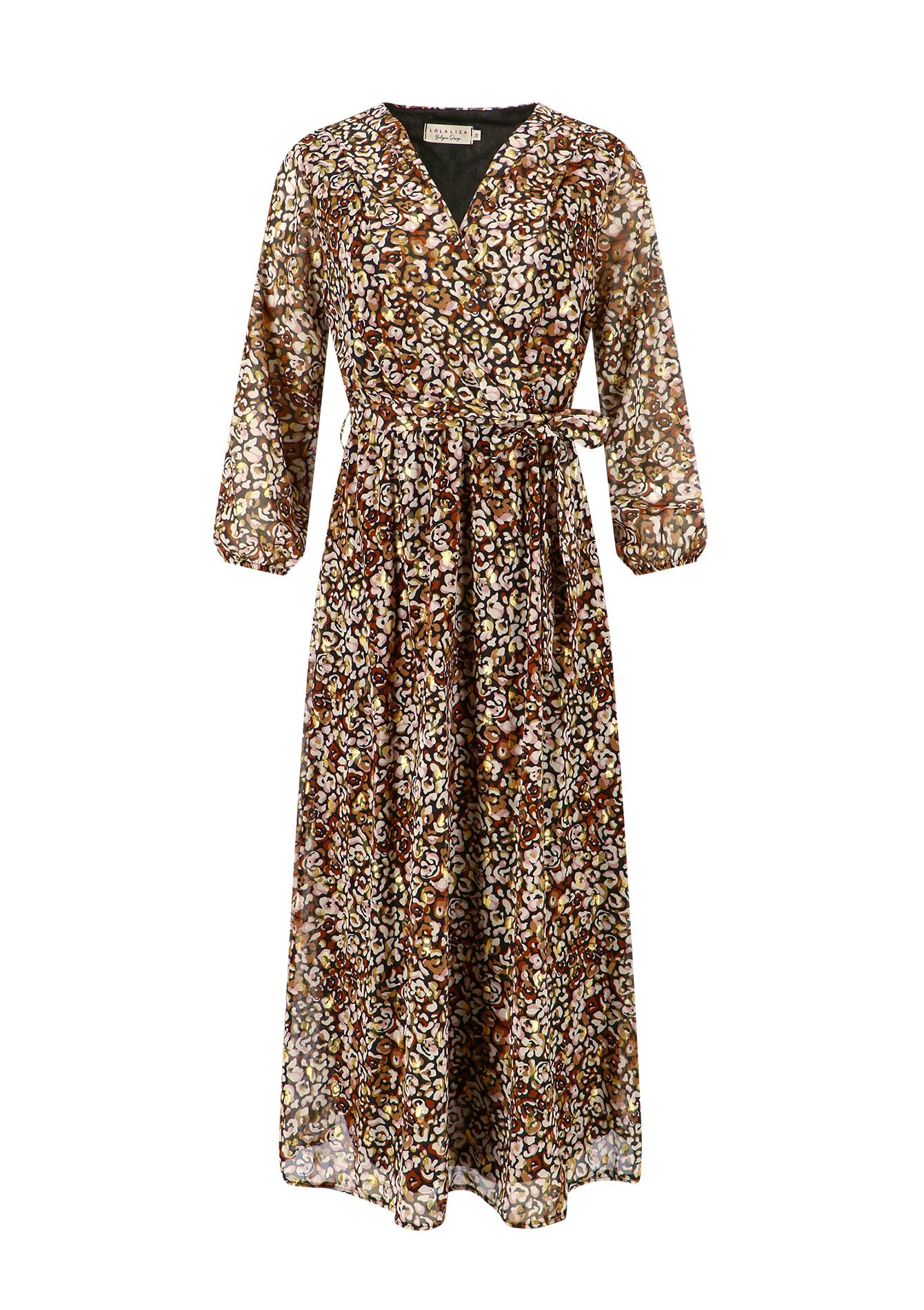 Robe cache-coeur à imprimé léopard, Robe cache-coeur à imprimé léopard - BLACK - 08602174_1119