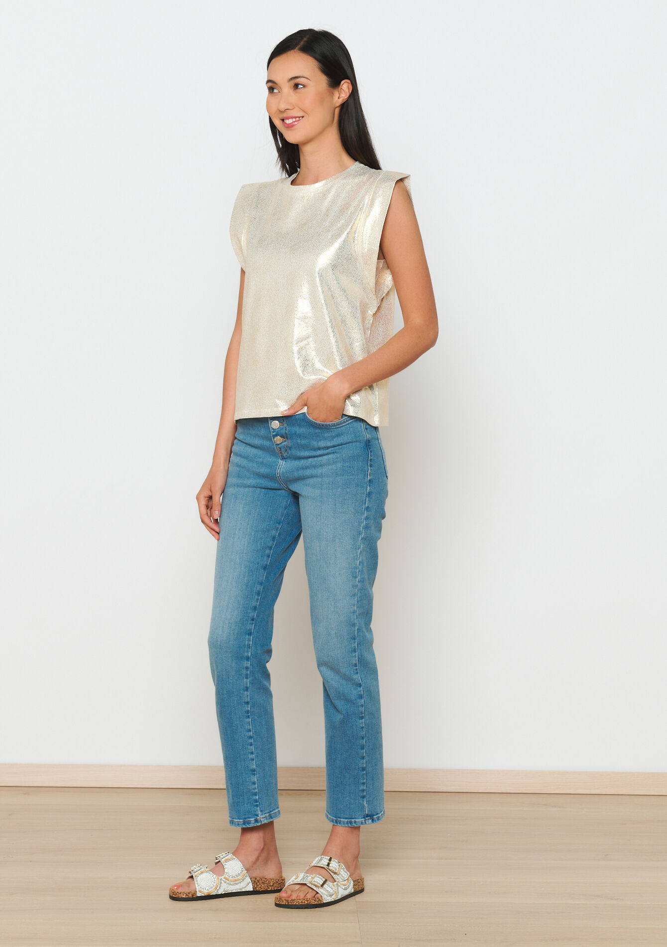 T-shirt doré - GOLD - 02200413_1058