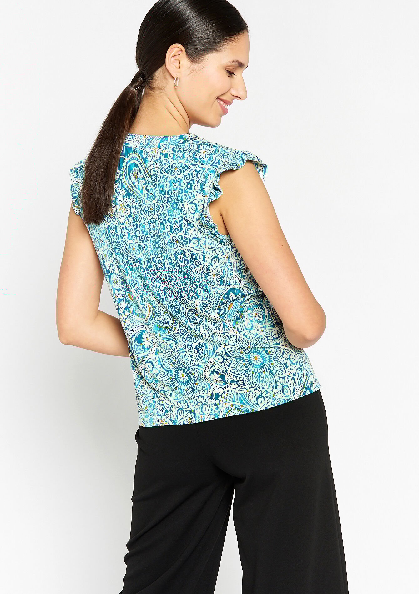 Top met paisleyprint - TURQUOISE - 02301391_1759