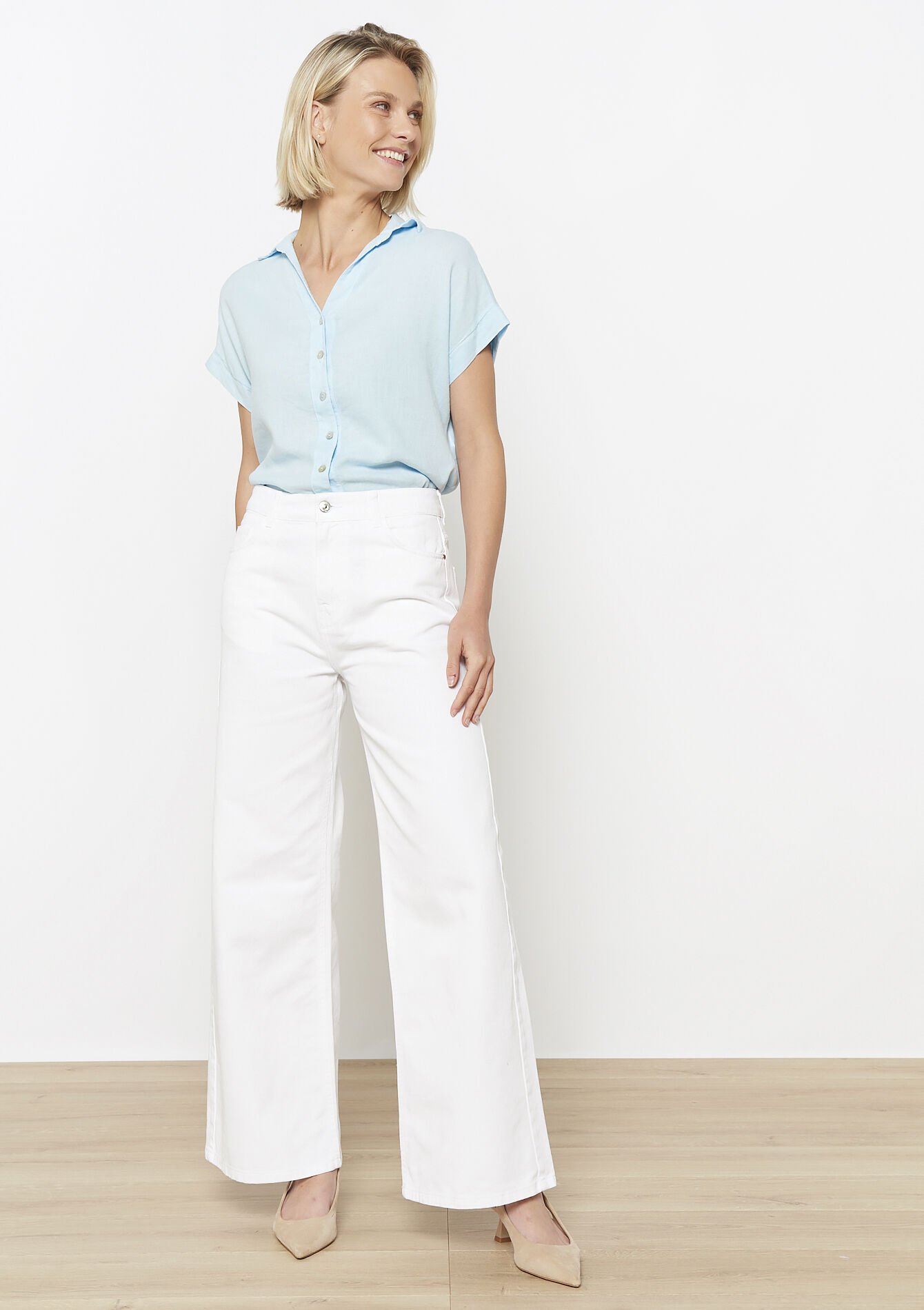 High waist wide jeans, High waist wide jeans - WHITE - 22000586_0506