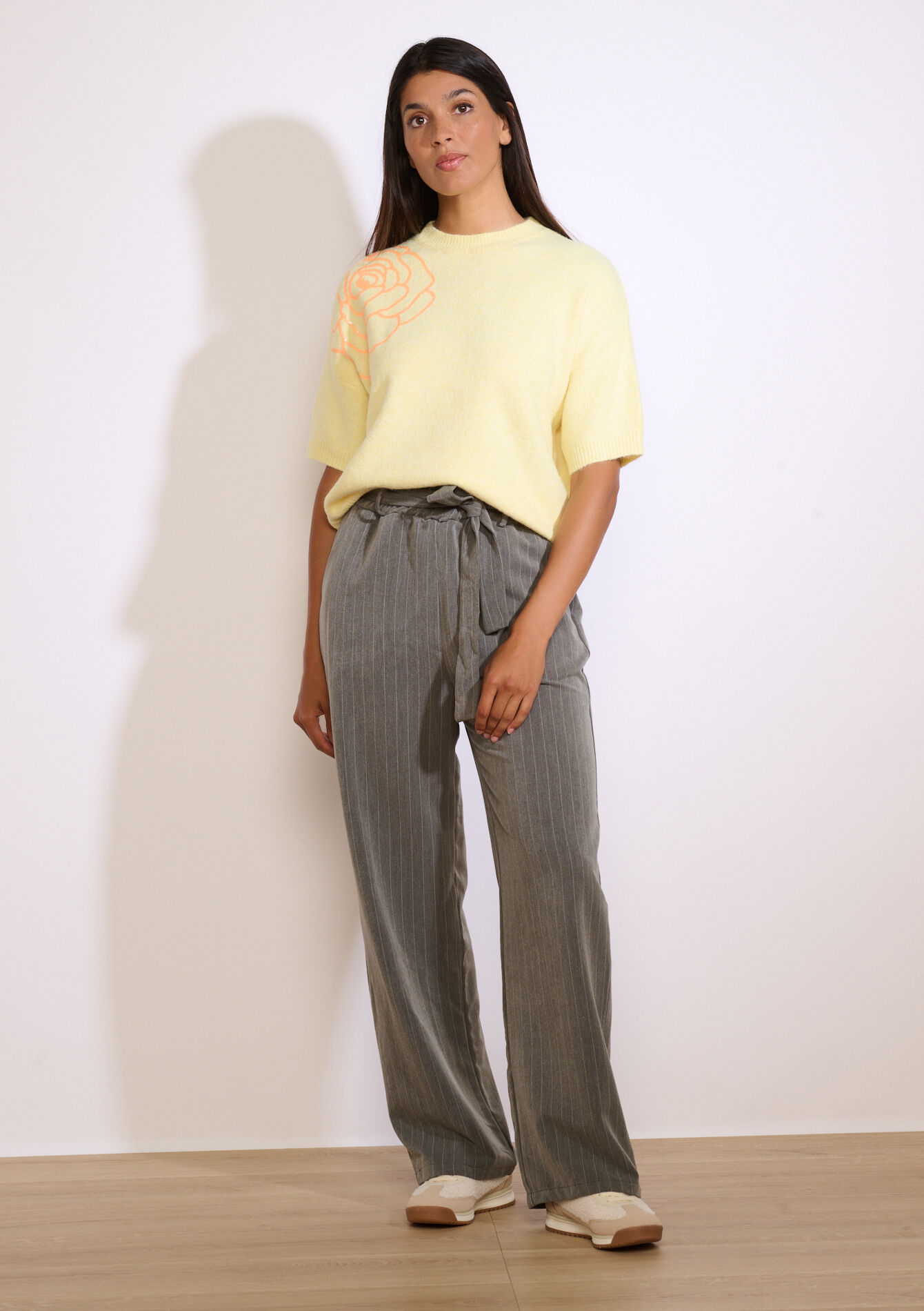 Pull à motif fleur - YELLOW PASTEL - 04006981_5004