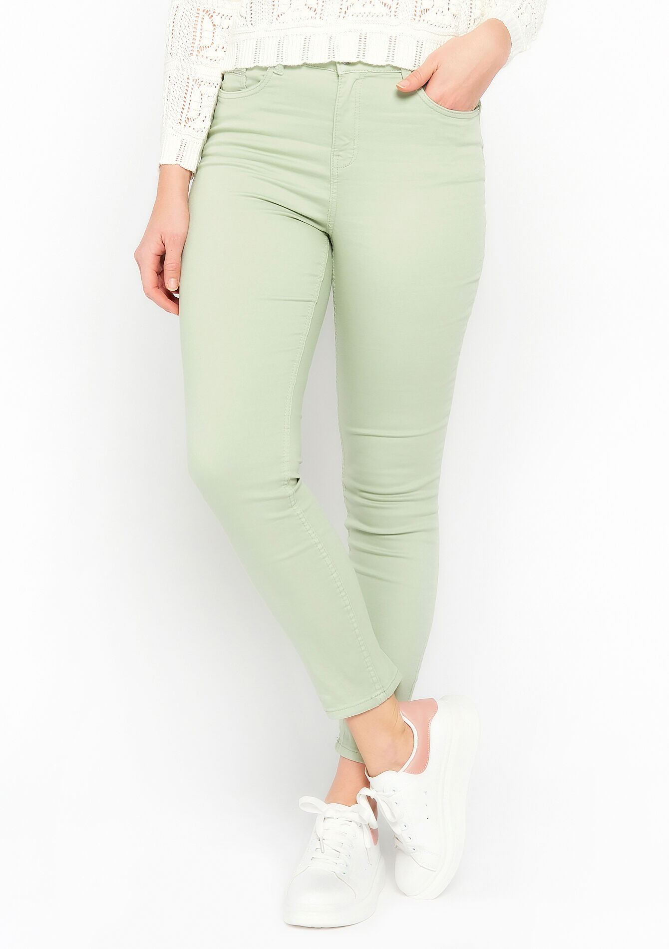 Pantalon taille haute, Pantalon taille haute - KHAKI MINT - 06004293_2542