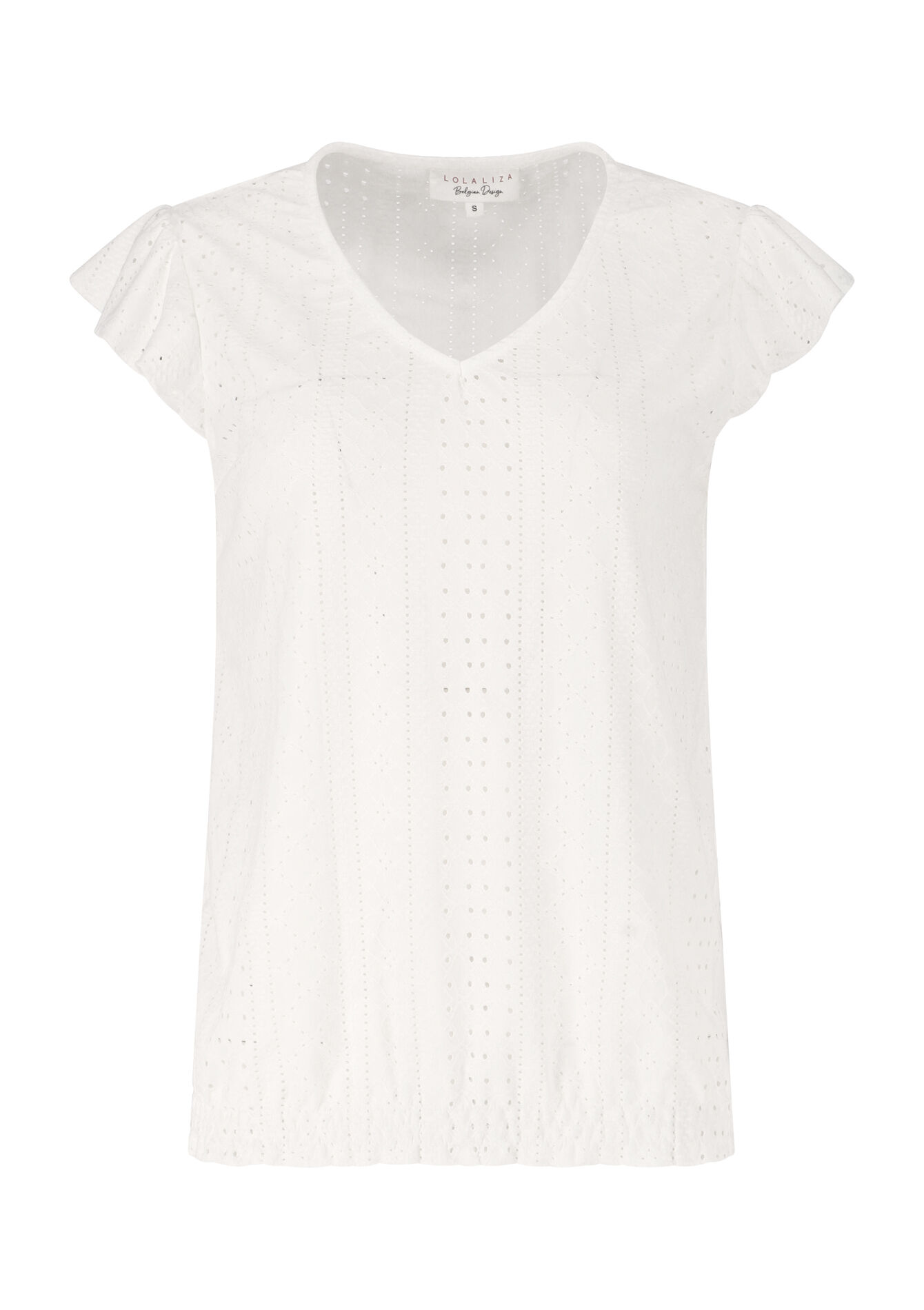 T-shirt avec broderie anglaise, T-shirt avec broderie anglaise - OPTICAL WHITE - 02301386_1019
