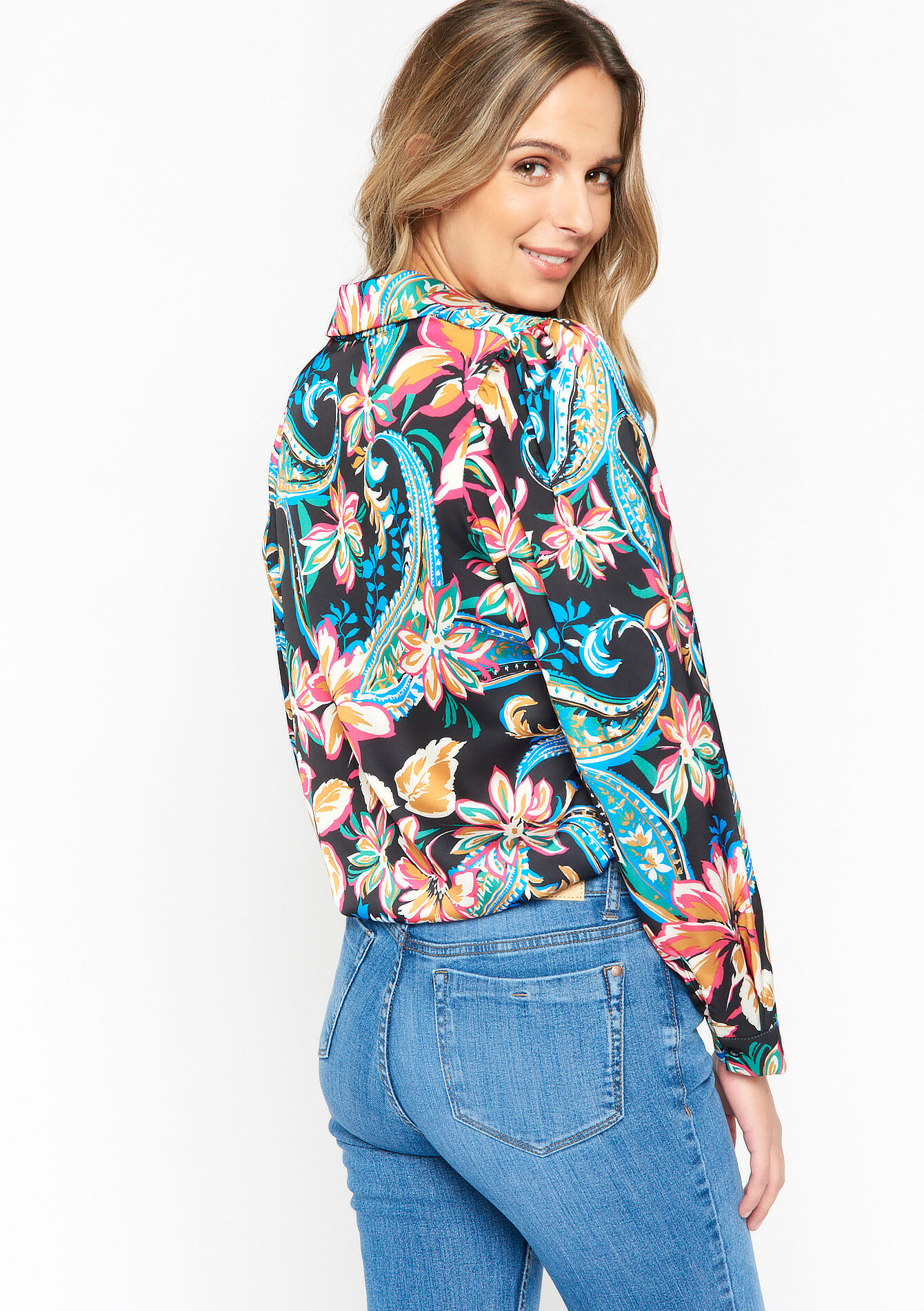 Hemd met bloemenprint - BLACK - 05702126_1119