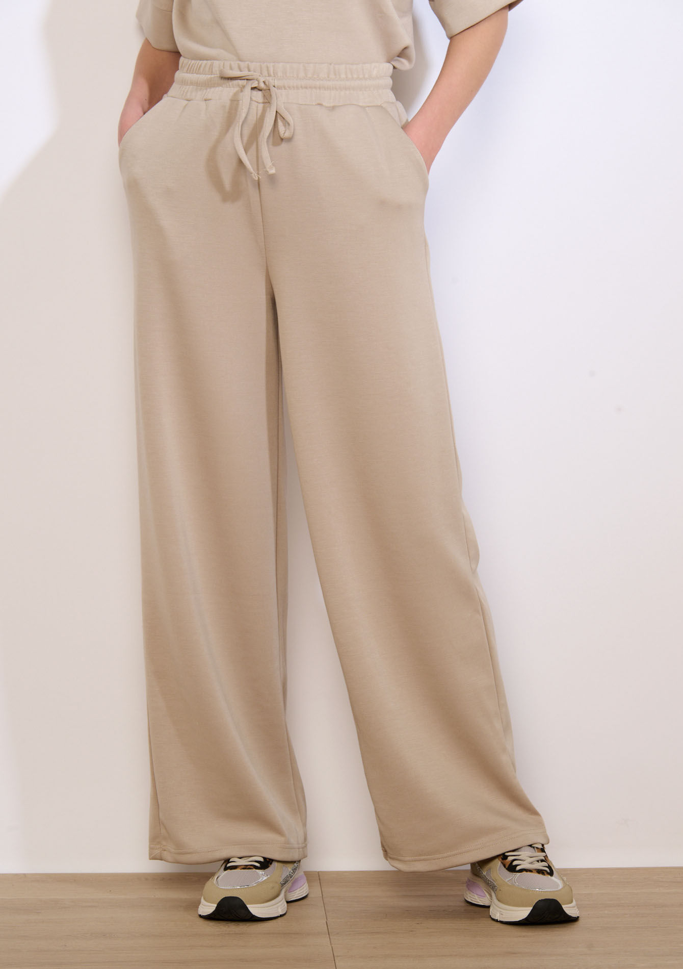 Wijde joggingbroek van modal, Wijde joggingbroek van modal - TAUPE - 15100405_1021