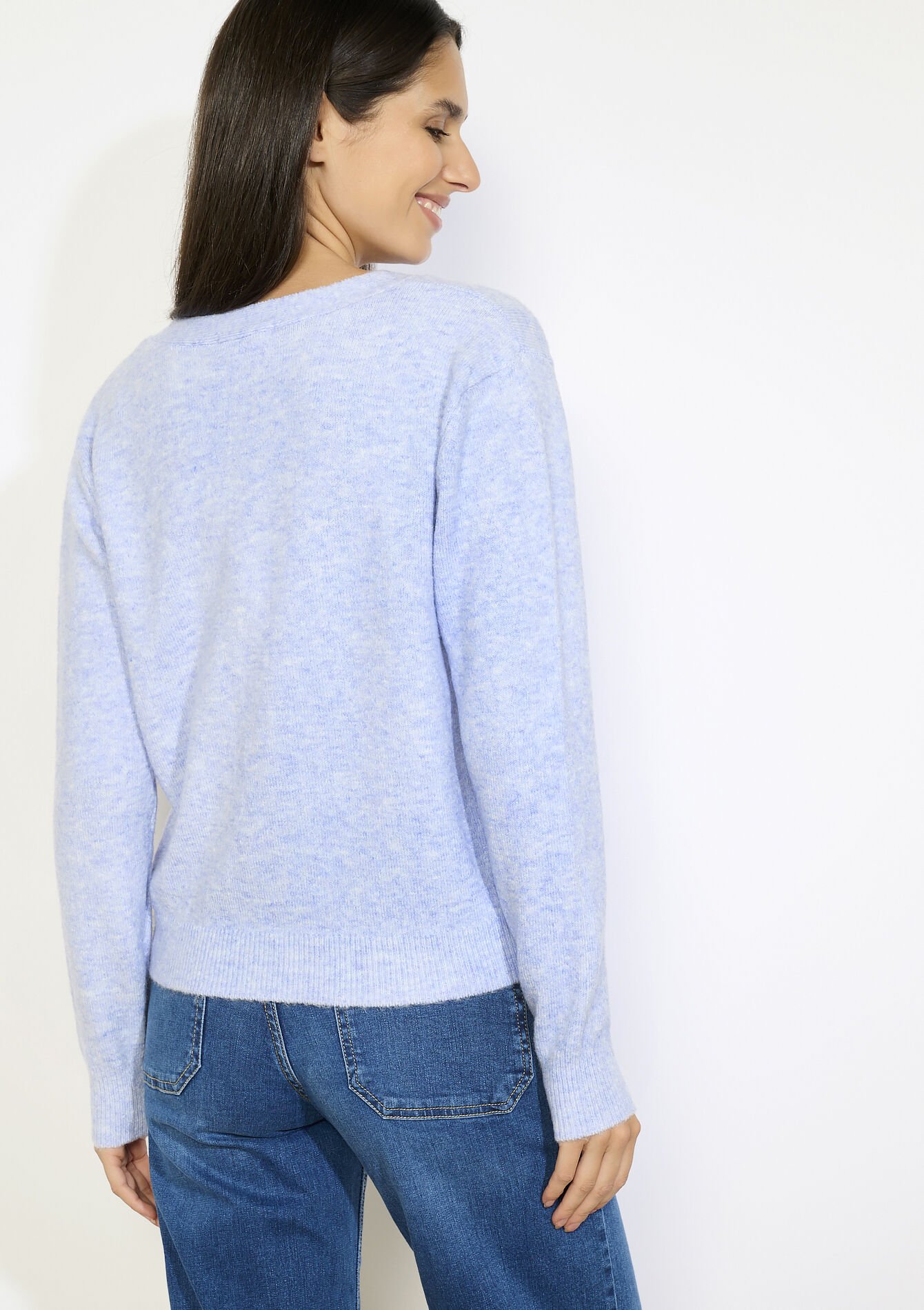 Zachte V-hals trui, Zachte V-hals trui - BLUE PASTEL - 04006974_3003