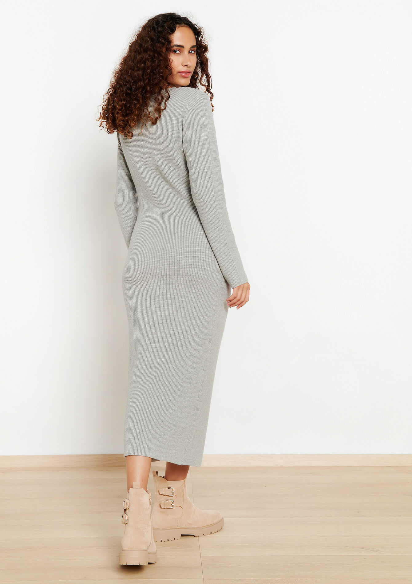 Gebreide bodycon jurk, Gebreide bodycon jurk - LIGHT GREY MEL - 15100245_1061