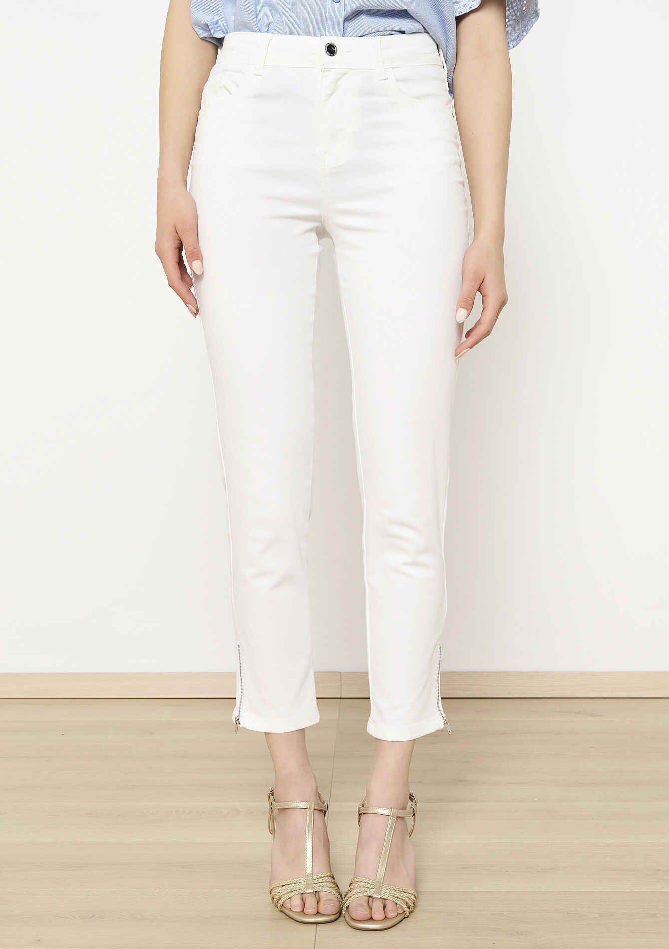 Slimfit broek met rits - OPTICAL WHITE - 06004552_1019