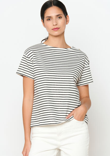Striped T-shirt - VANILLA WHITE  - 02301503_1013