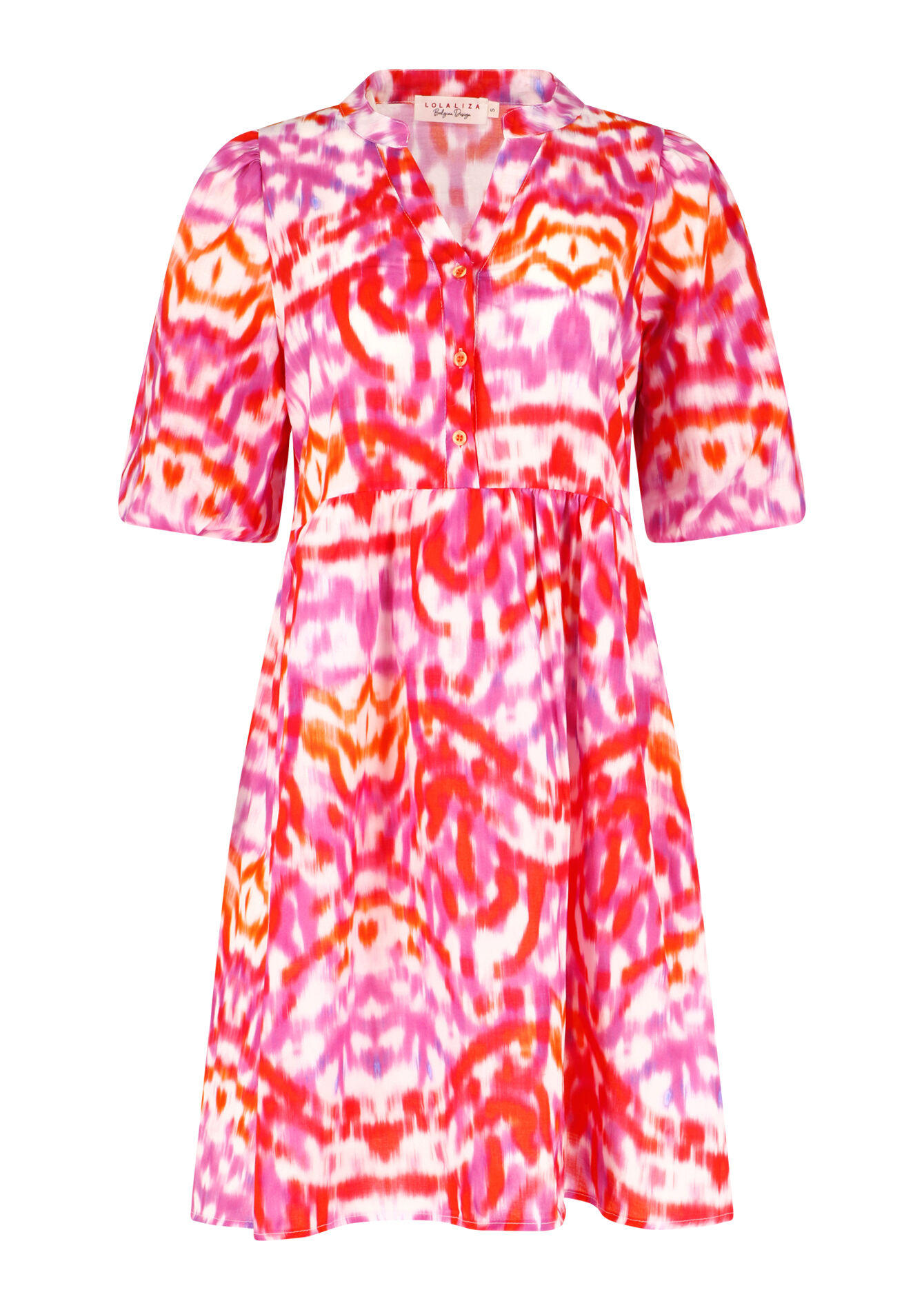 Short dress with abstract print, Short dress with abstract print - FUCHSIA - 08103311_5626