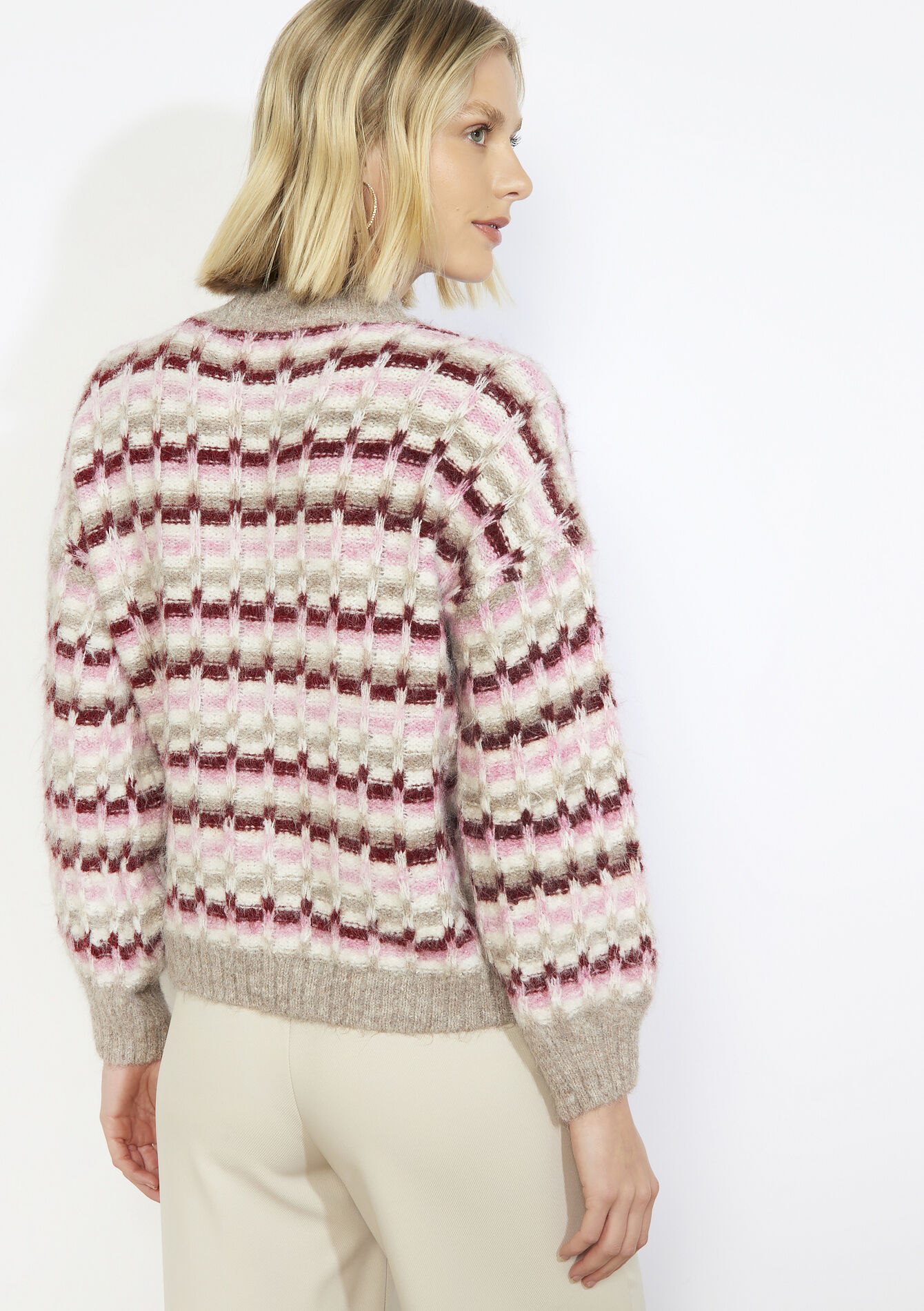 Pull graphique en maille duveteuse, Pull graphique en maille duveteuse - LIGHT TAUPE - 04007150_2572