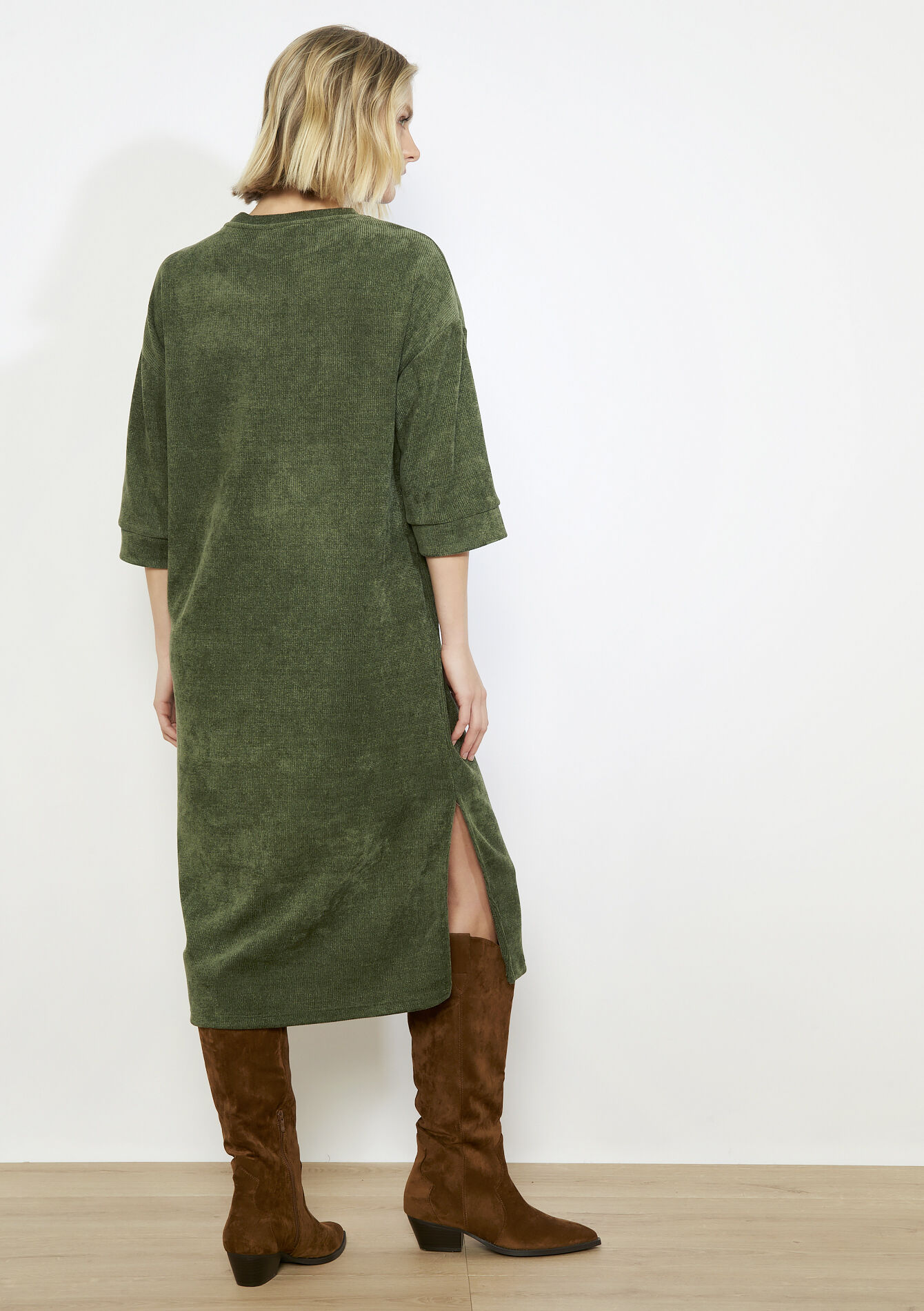 Robe midi en velours côtelé, Robe midi en velours côtelé - KHAKI MED - 08104371_4327