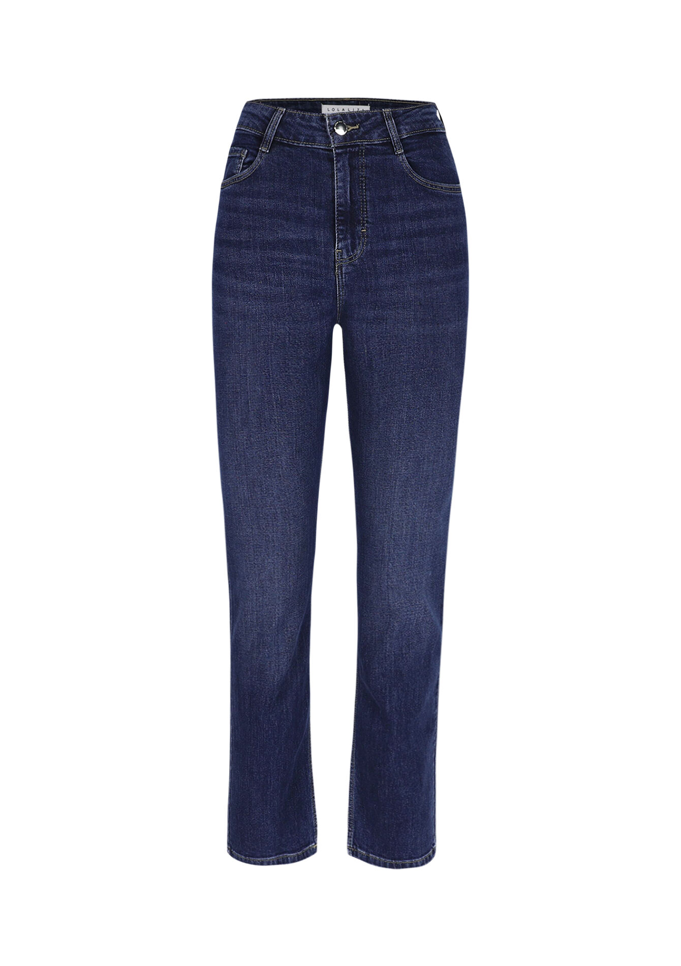 Rechte jeans met hoge taille - DARK BLUE - 22000597_0501