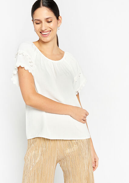 Blouse with crochet - OPTICAL WHITE - 05702198_1019