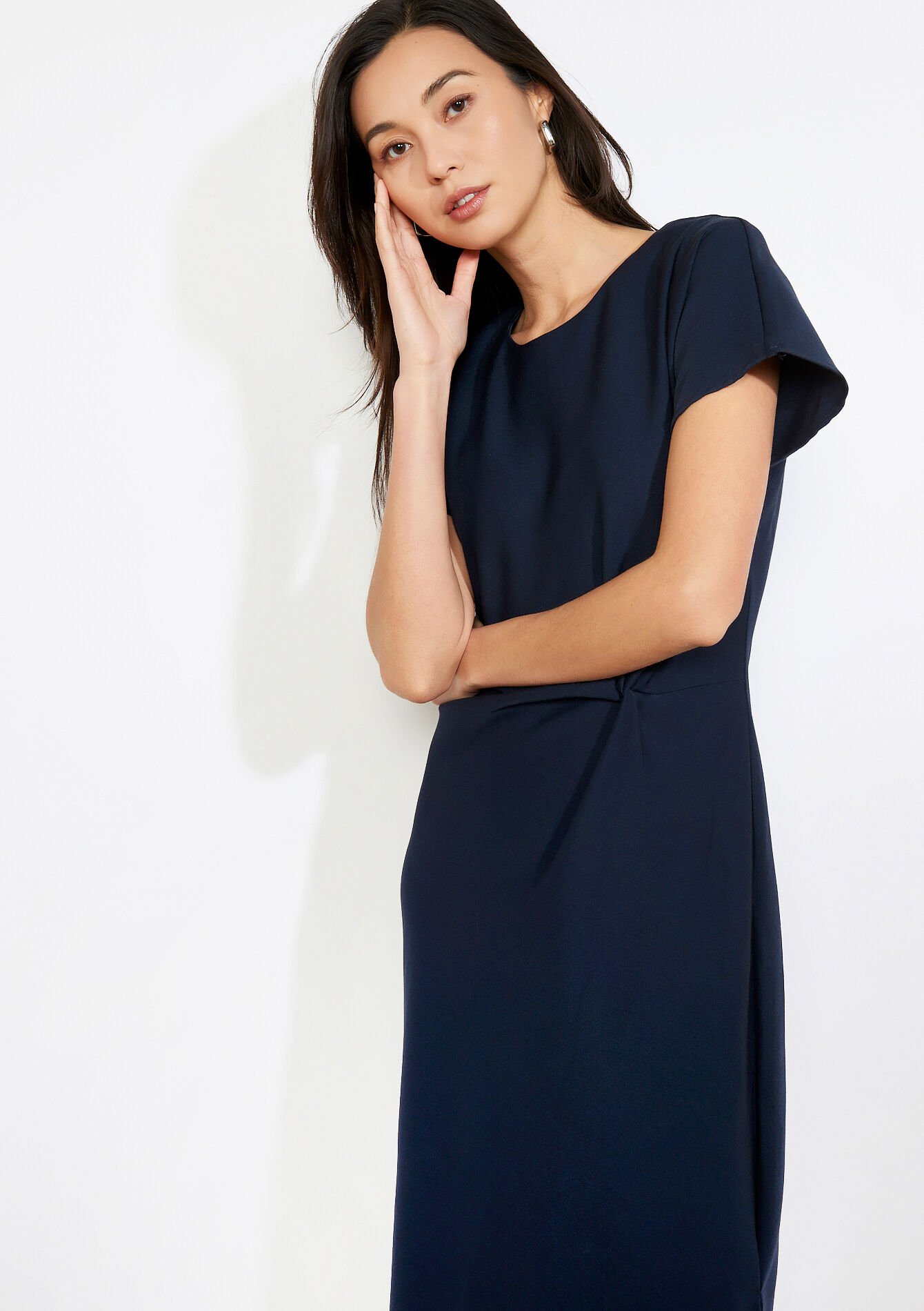 Gedrapeerde midi-jurk - NAVY BASIC - 08104447_2723