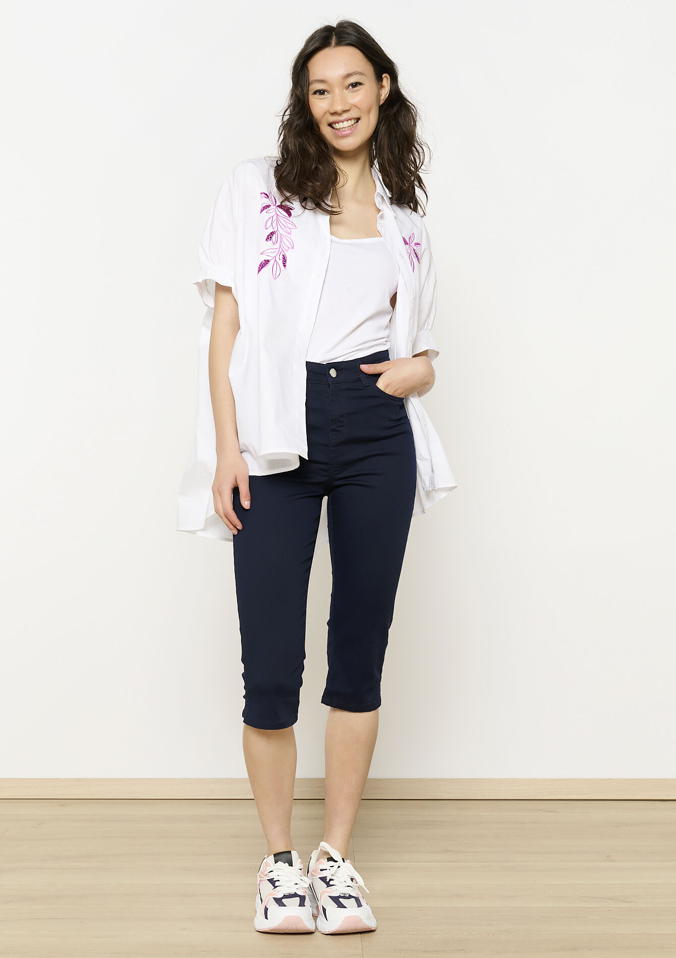 Slim fit capribroek - NAVY BASIC - 06004554_2723